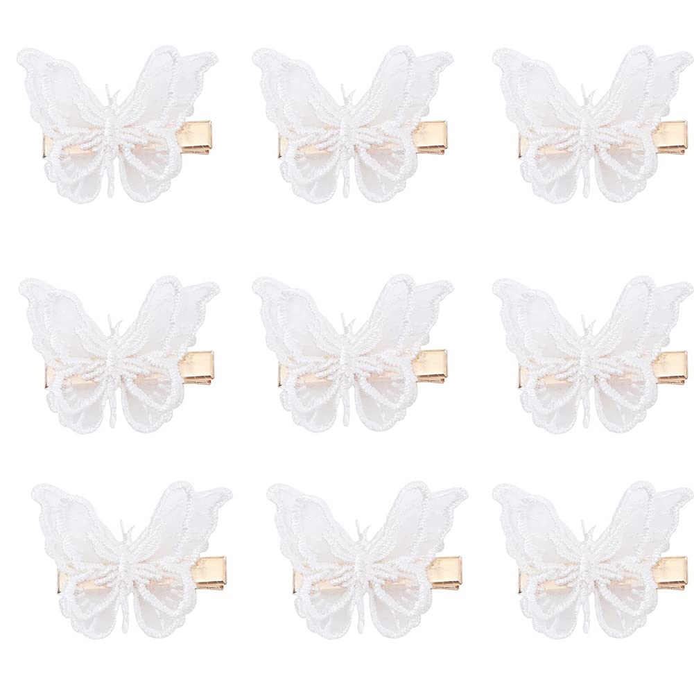 10PCS Lace Butterfly Hair Clips for Women & Girls - Elegant White Hair Accessories for Weddings, Parties & Everyday Style