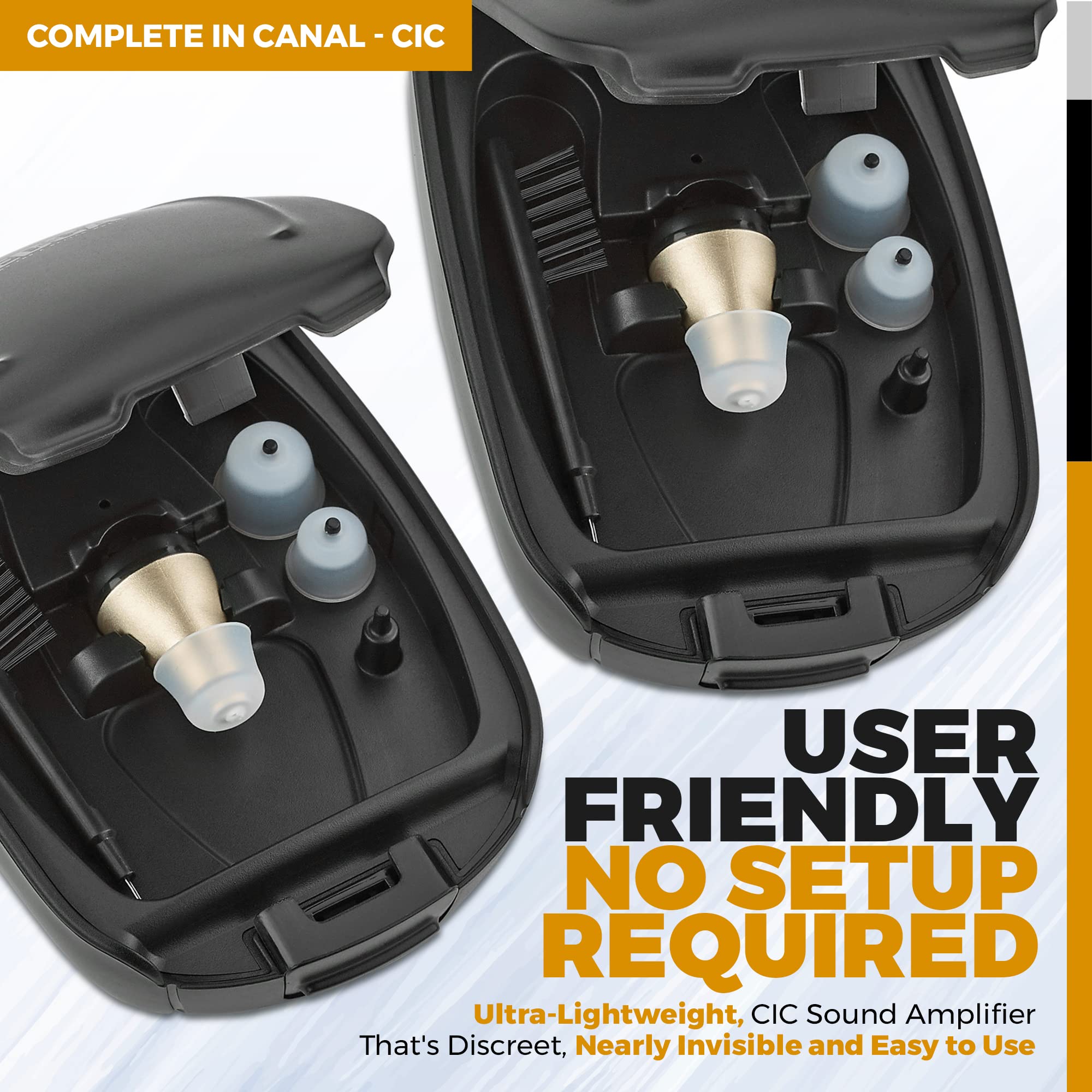 MEDca Rechargeable CIC Hearing Aids - Nearly Invisible Digital Hearing Amplifiers with Noise Cancelling & Feedback Reduction (Pair) - Perfect for Seniors, Meetings & Noisy Environments