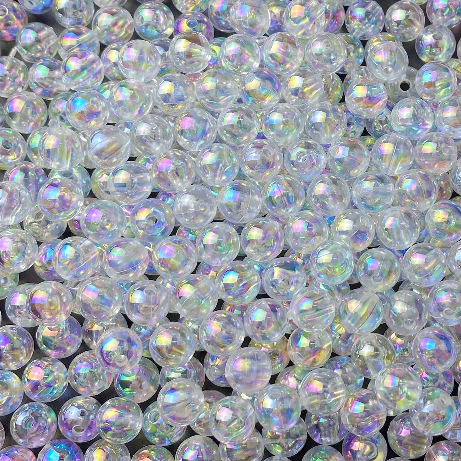 300 Pcs 8mm Clear AB Acrylic Round Spacer Beads for Jewelry Making - DIY Craft Beads for Earrings, Bracelets, Necklaces & Keychains (Perfect for Beading, Scrapbooking & Home Decor Projects)