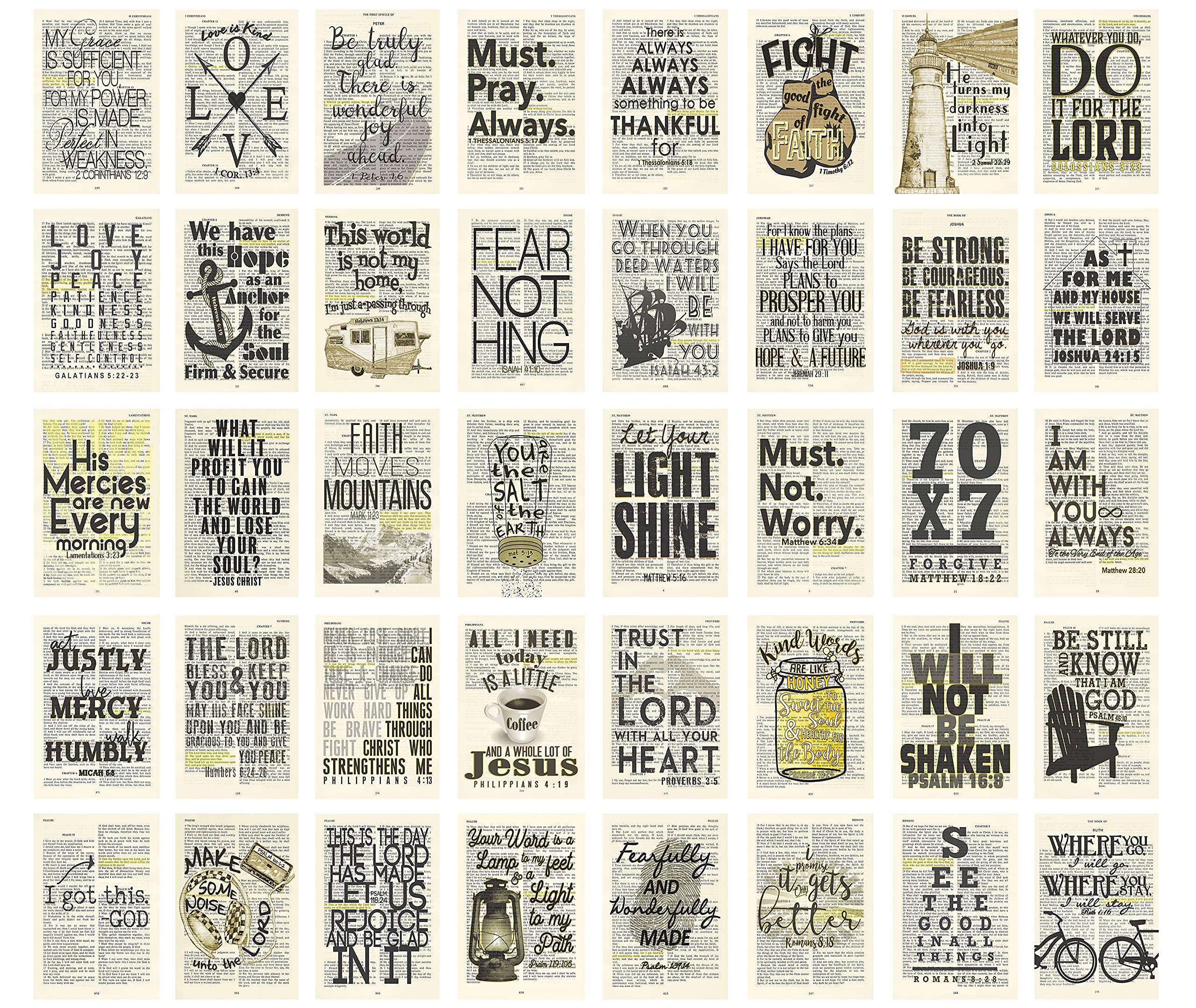 40-Piece Bible Verse Collage Kit - Christian Wall Decor for Teens & Dorms