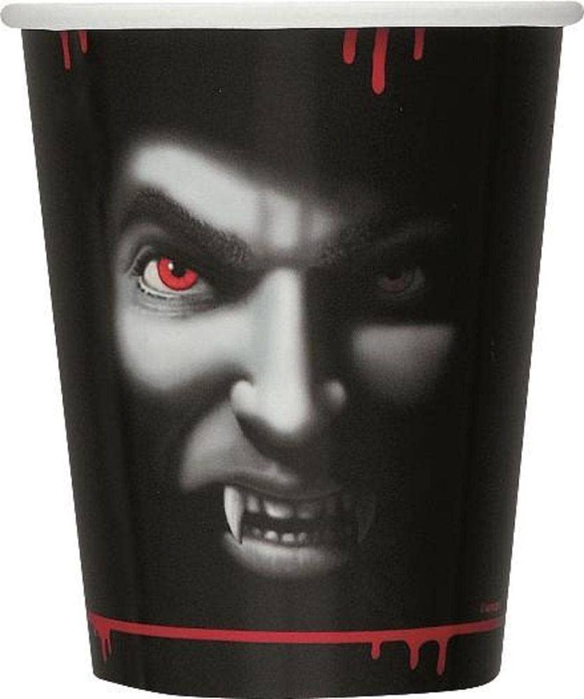 9oz Vampire Halloween Party Cups - Pack of 8 | Disposable Plastic Cups for Halloween Parties, Themed Events & Spooky Celebrations