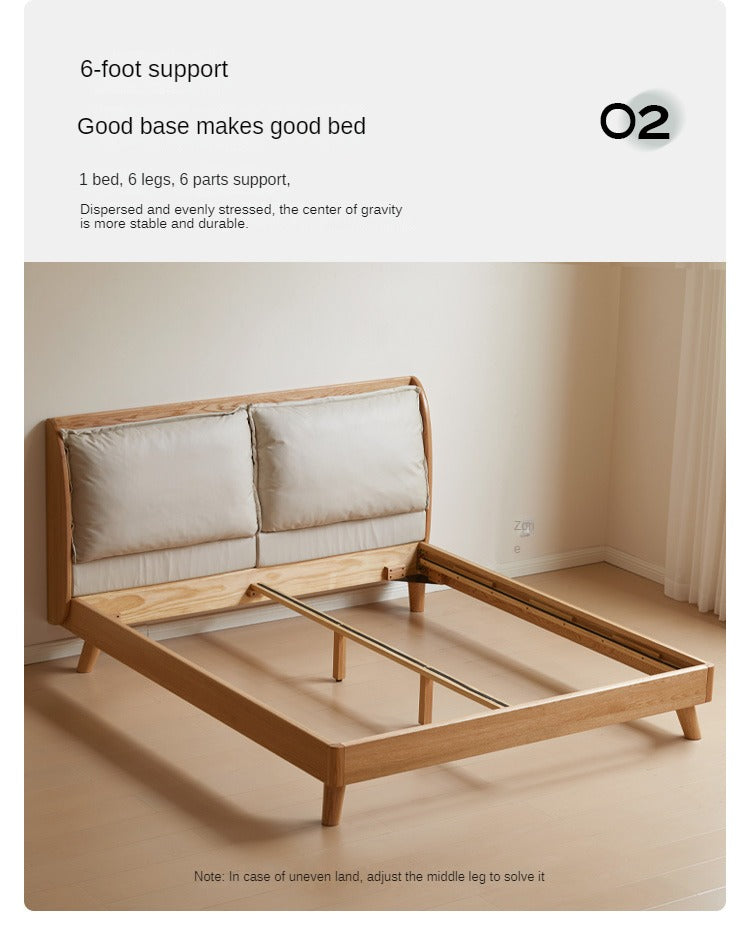 Premium Oak Solid Wood Frame with Top Grain Leather Upholstery & Technical Fabric Bed - Perfect for Modern Bedrooms, Guest Rooms & Luxury Home Decor