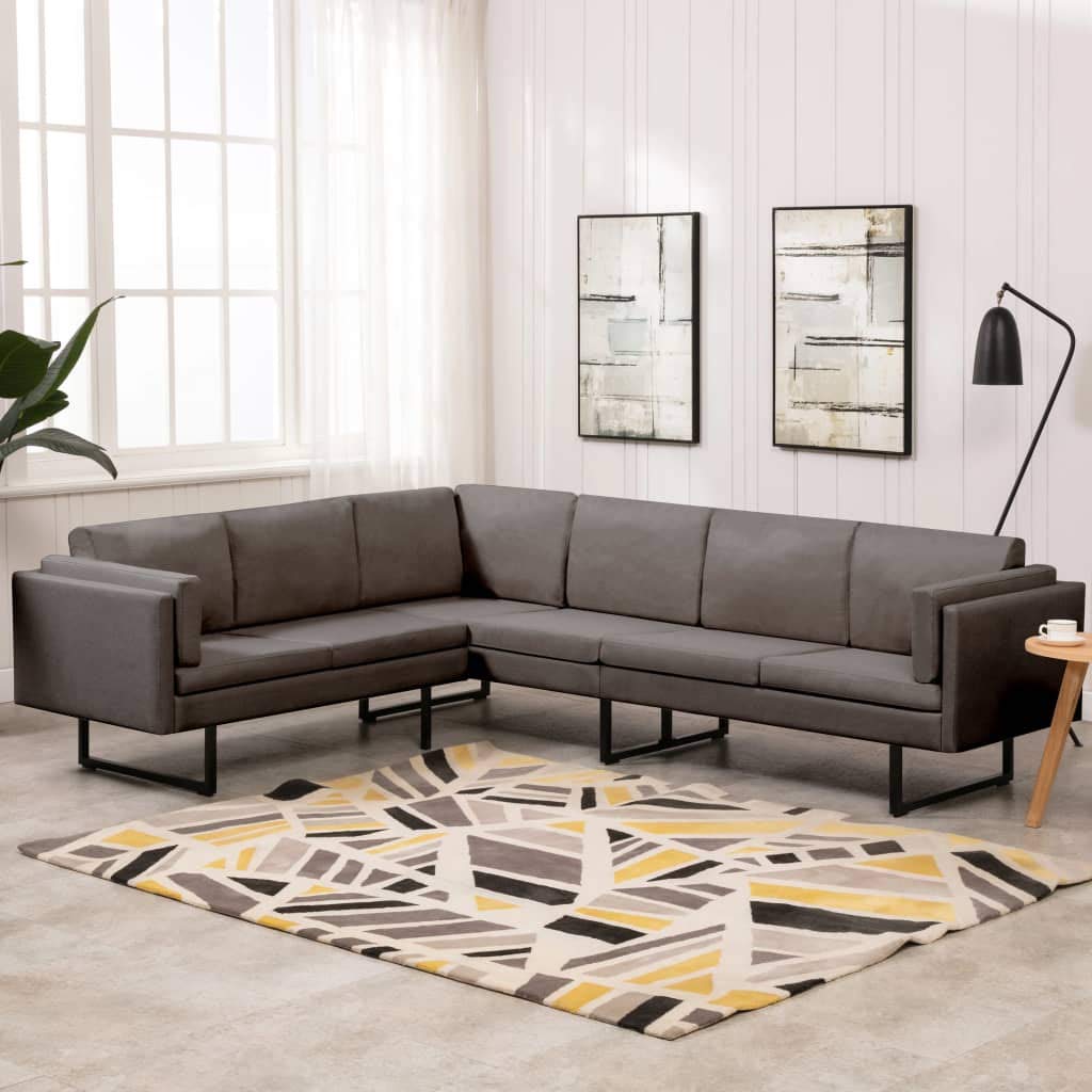 Corner Sofa for Living Room & Office - Comfortable Fabric Couch for Apartments, Studios, Reception Areas & Family Rooms - Taupe Color | Perfect for Relaxing, Entertaining & Workspace Seating