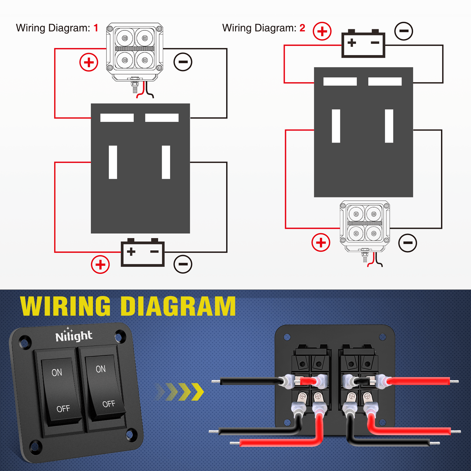 2 Gang ON Off Switch Panel 12V 20A 4 PIN DPST Toggle Switch - Heavy Duty Marine, RV, Automotive & Industrial Use for Reliable Power Control