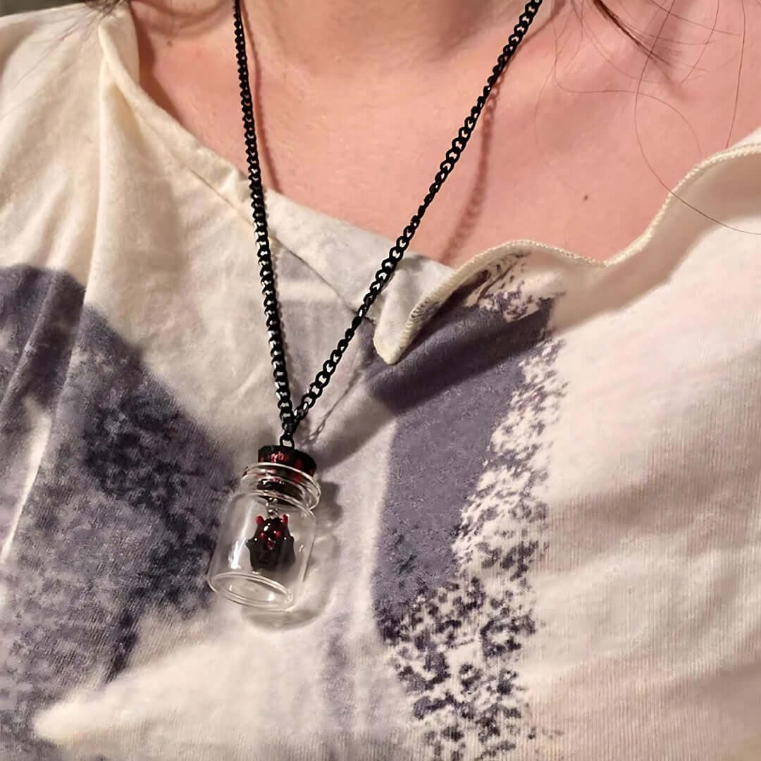 Ghost in a Bottle Halloween Pendant Necklace - Spooky Jewelry Gift for Women & Teens | Perfect for Halloween Parties, Cosplay & Gothic Fashion Accessories