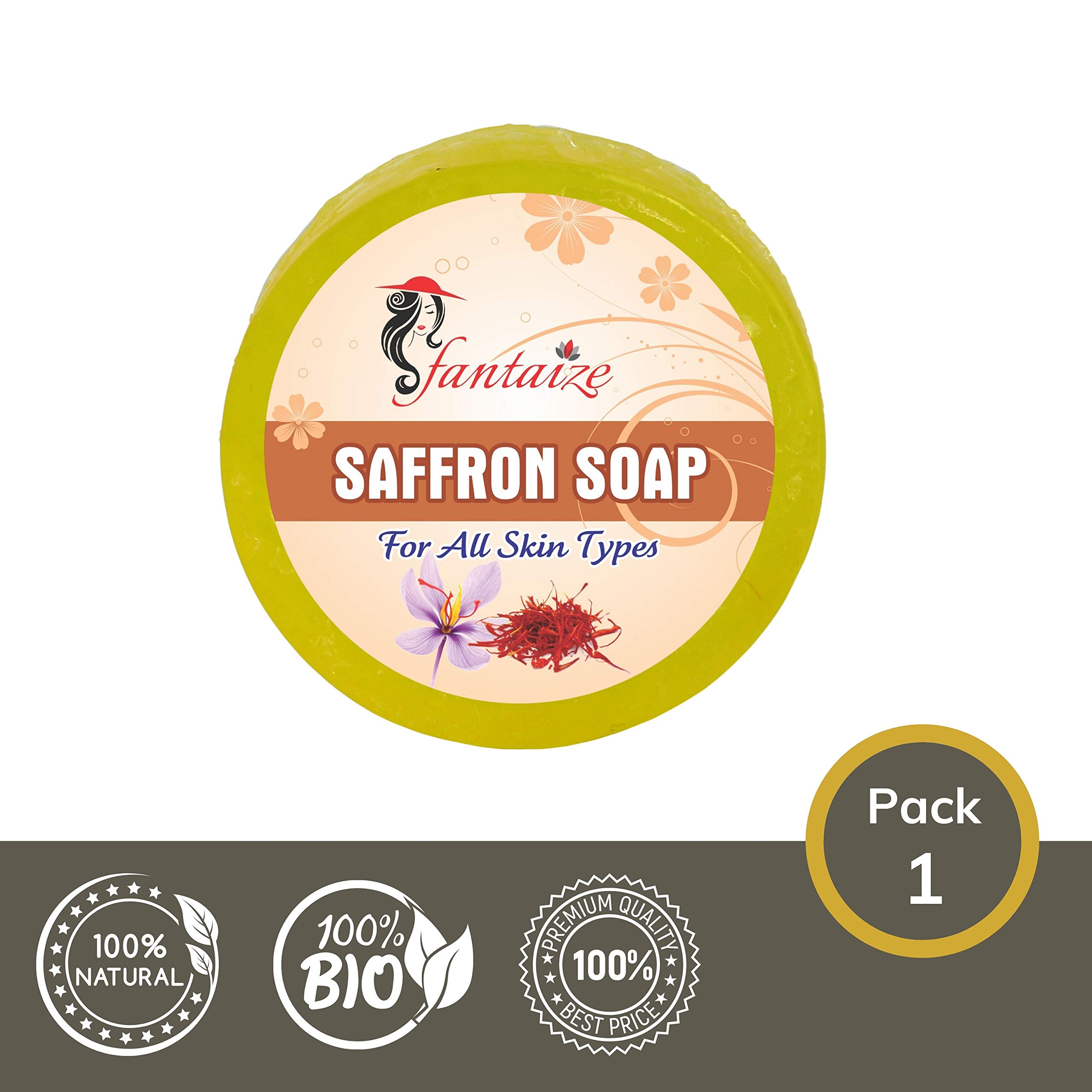 Fantaize Handmade Saffron Soap Bar - 100g Natural Skin Care for Glowing Complexion | Perfect for Spa Day, Gift Sets & Luxury Bath Time