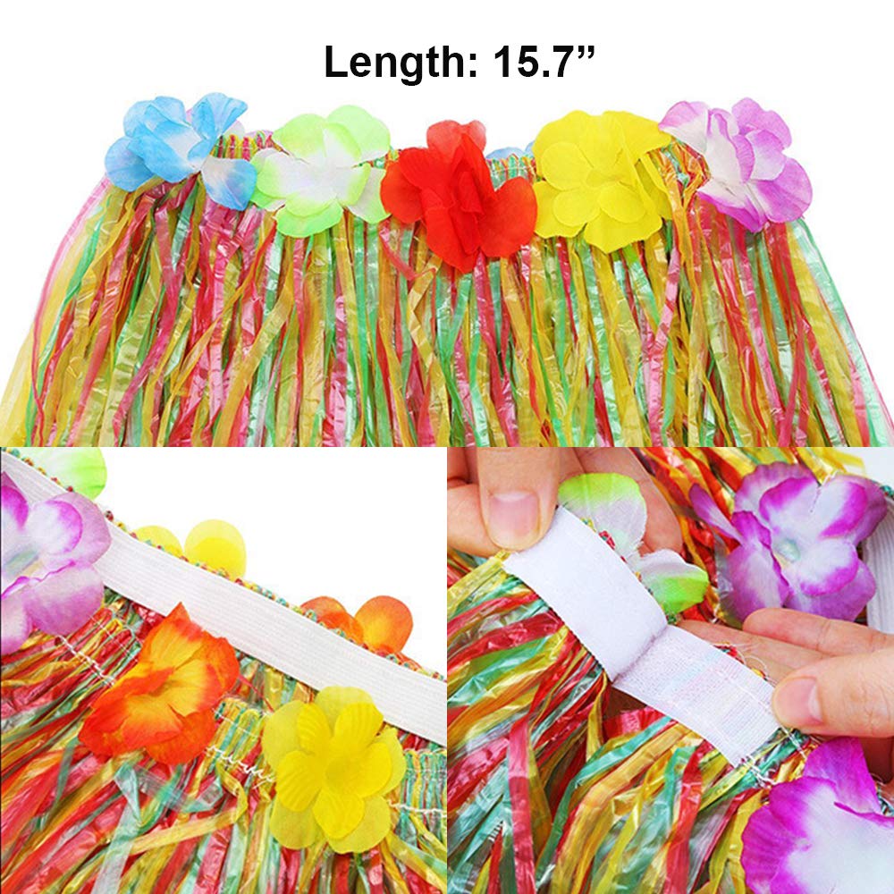 YAXAMING Hawaiian Leis & Luau Party Set - Tropical Flower Headband, Wristbands, Grass Skirt, Necklace & Hair Accessories for Women | Perfect for Luau Parties, Hawaiian Themed Events, Beach Weddings & Tropical Vacations