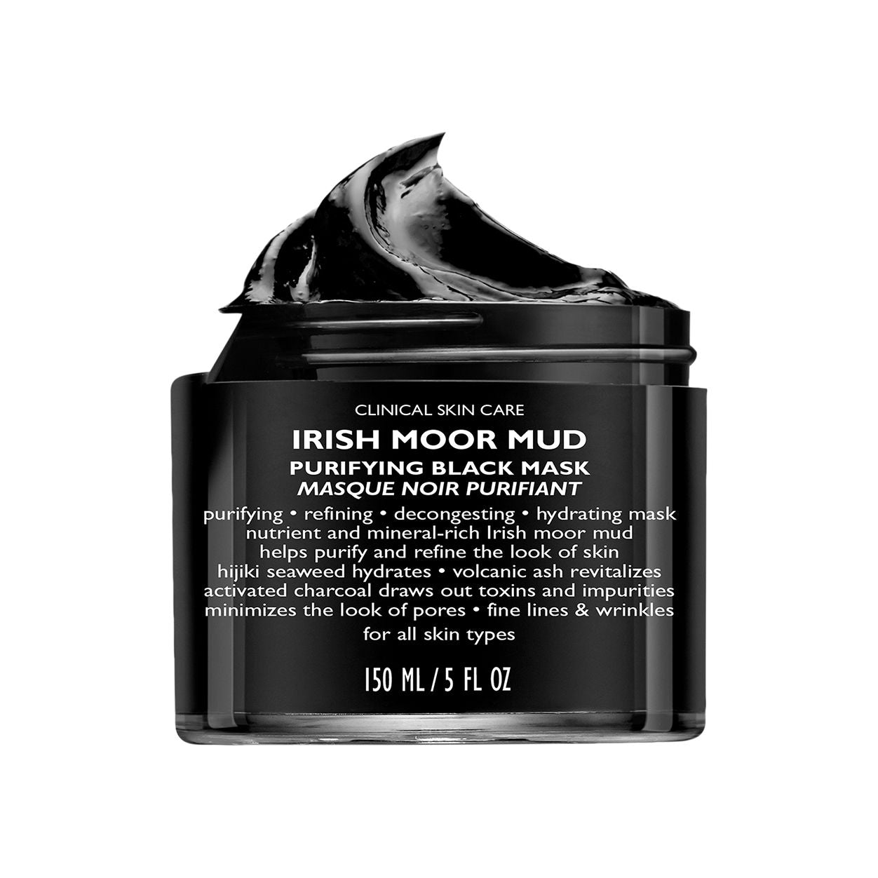 Irish Moor Mud Purifying Black Mask - Deep Cleansing & Detoxifying Facial Treatment for Acne & Blackheads - Perfect for Spa Nights & Self-Care Routines