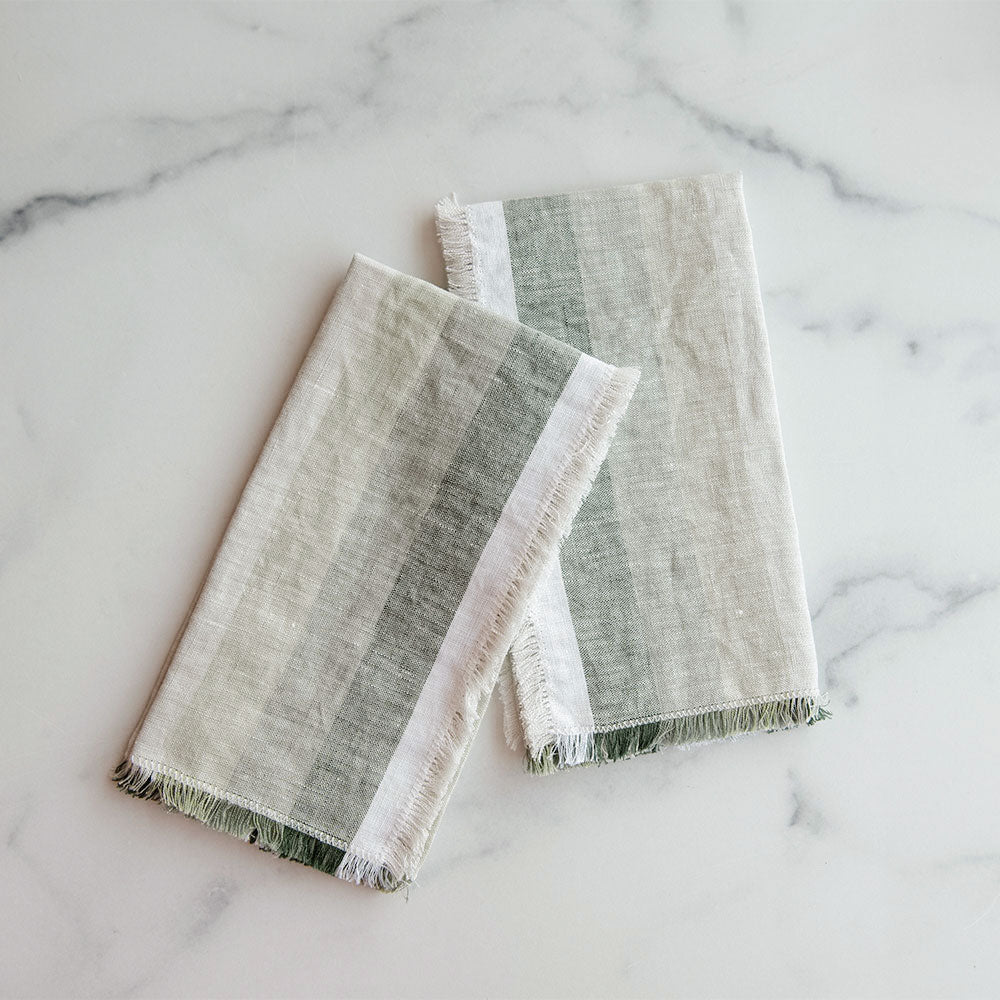 Premium Green Stripe Napkin Set - 12-Pack Eco-Friendly Linen Napkins for Dining, Parties & Special Occasions - Elegant Table Setting & Home Decor Accessory