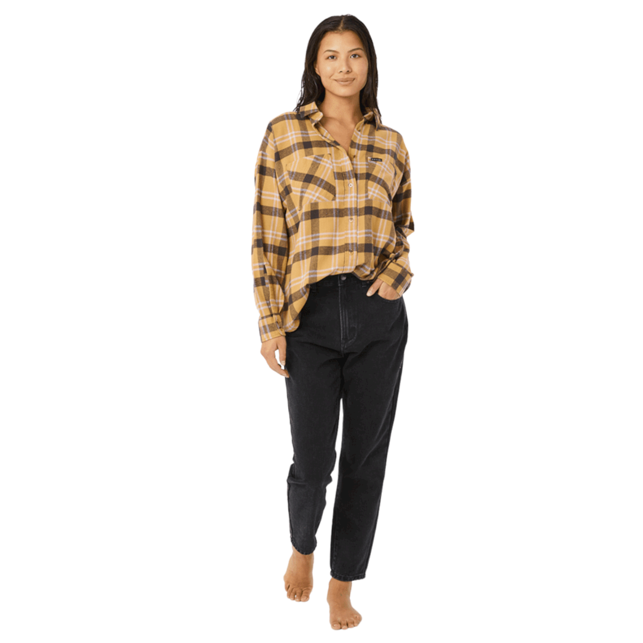 Rip Curl Sunday Flannel Shirt for Women - Soft & Stylish Plaid Button-Up Shirt - Perfect for Casual Outfits, Outdoor Adventures & Layering in Fall & Winter