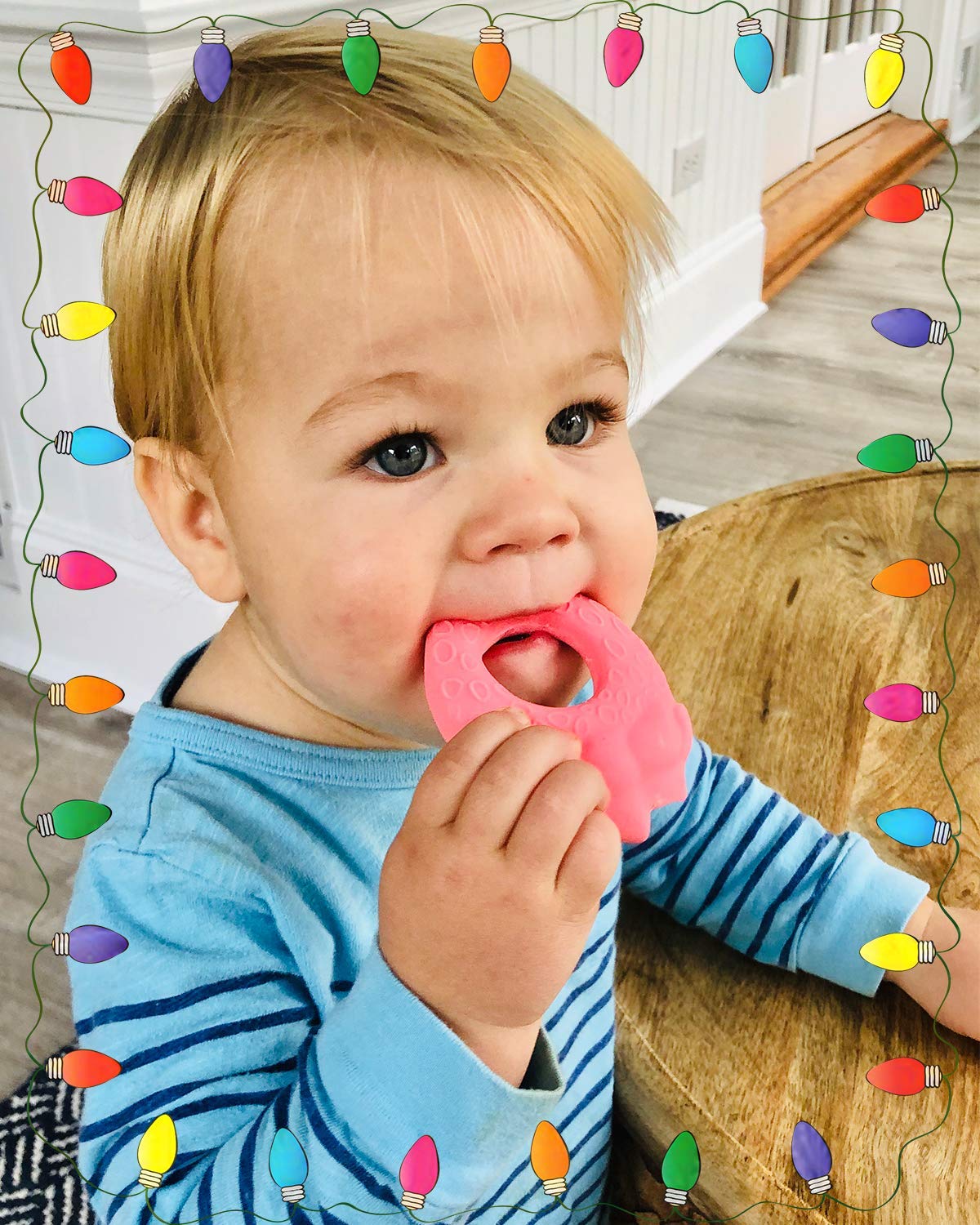 Lanco Toys 90519 Strawberry Teething Ring for Babies - Soothing Relief for Sore Gums, BPA-Free Infant Teether Toy - Perfect for Newborns & Toddlers During Teething, Travel & Playtime