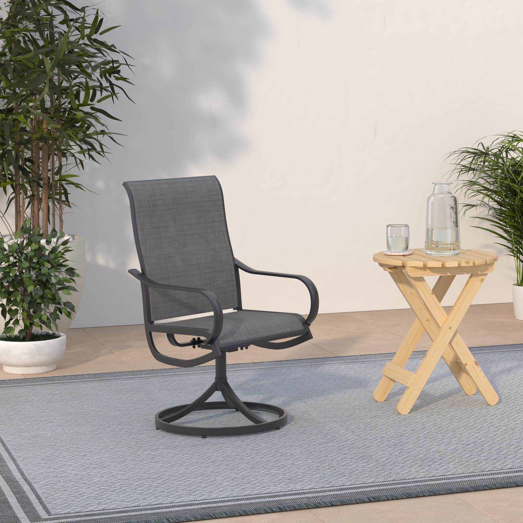 Sophia & William 6-Piece Swivel Patio Dining Chairs Set - High Back Textilene Chairs with 300lb Weight Capacity, Weather-Resistant Black Metal Frame - Perfect for Lawn, Garden, Backyard & Outdoor Entertaining