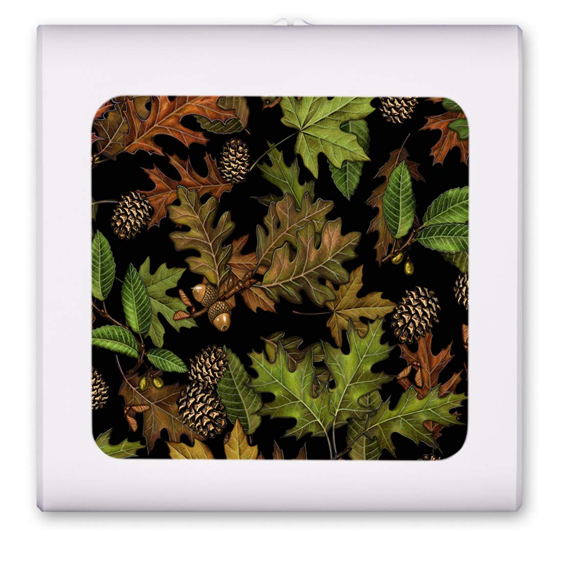 Dimmable LED Night Light with Auto On/Off Sensor - Adjustable Brightness Warm White for Bathroom, Hallway, Nursery & Bedroom - Fall Leaves Design by Dan Morris - Perfect for Nighttime Safety & Comfort