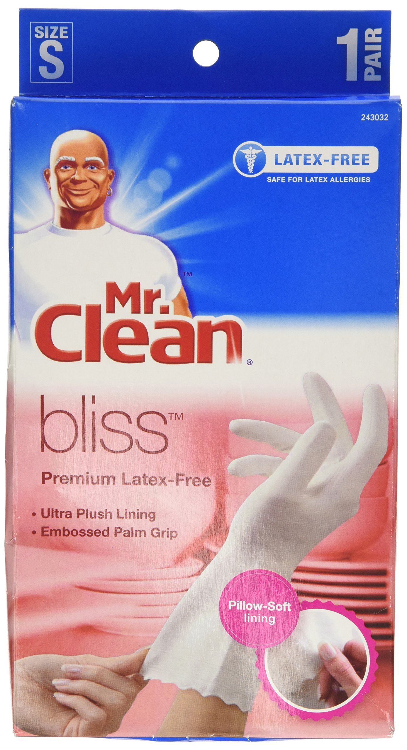 Mr. Clean Bliss Premium Latex-Free Gloves - Small Size (4 Pairs) | Dishwashing, Cleaning & Food Prep Gloves for Home & Kitchen Use