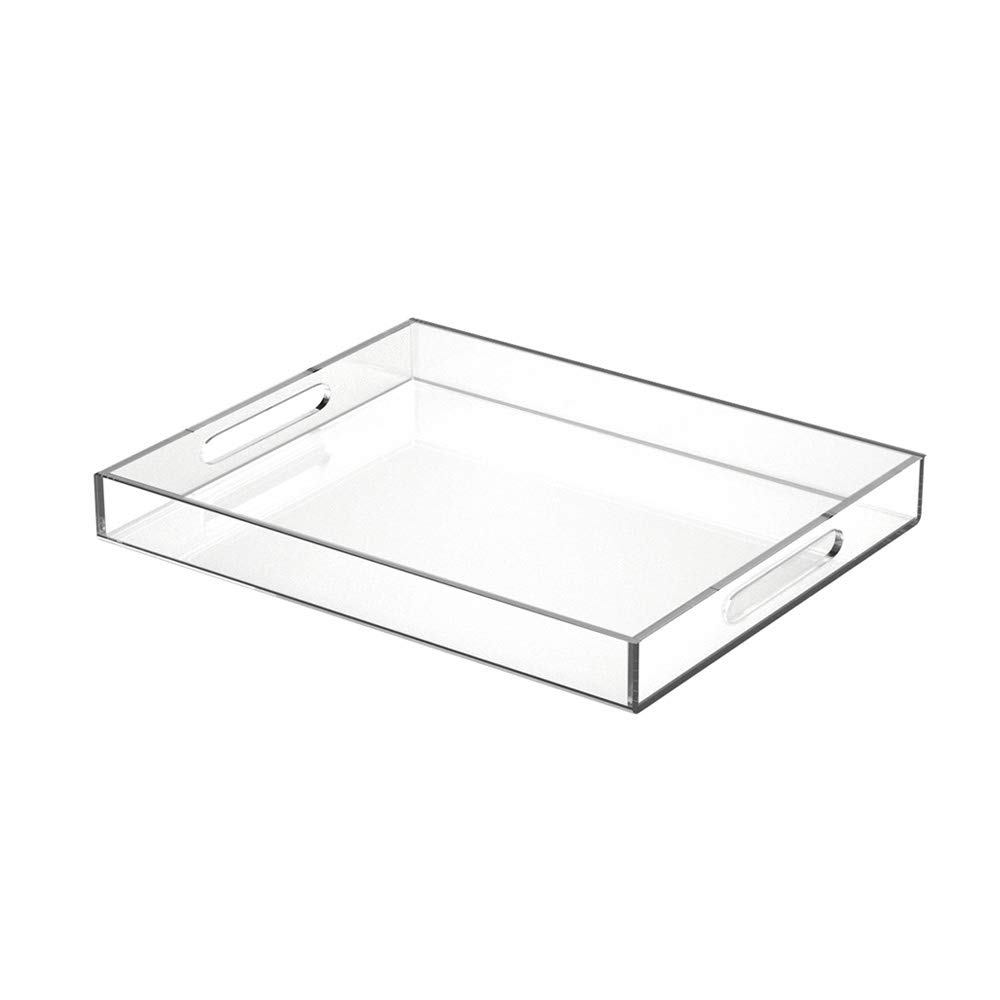 NIUBEE 11x14 Inches Clear Acrylic Serving Tray - Spill Proof Decorative Organizer with Handles for Coffee Table, Ottoman & Countertop - Perfect for Entertaining, Bathroom Storage & Office Organization