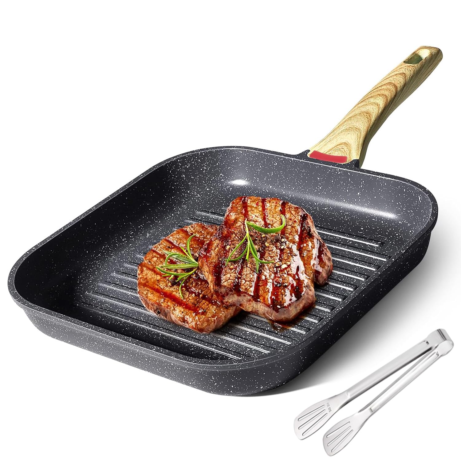 11-Inch Nonstick Griddle Pan for Stove Tops - Square Grill Pan for Indoor Cooking & Outdoor Grilling - Compatible with Gas, Electric & Induction Stoves - Perfect for Pancakes, Burgers, Steaks & More