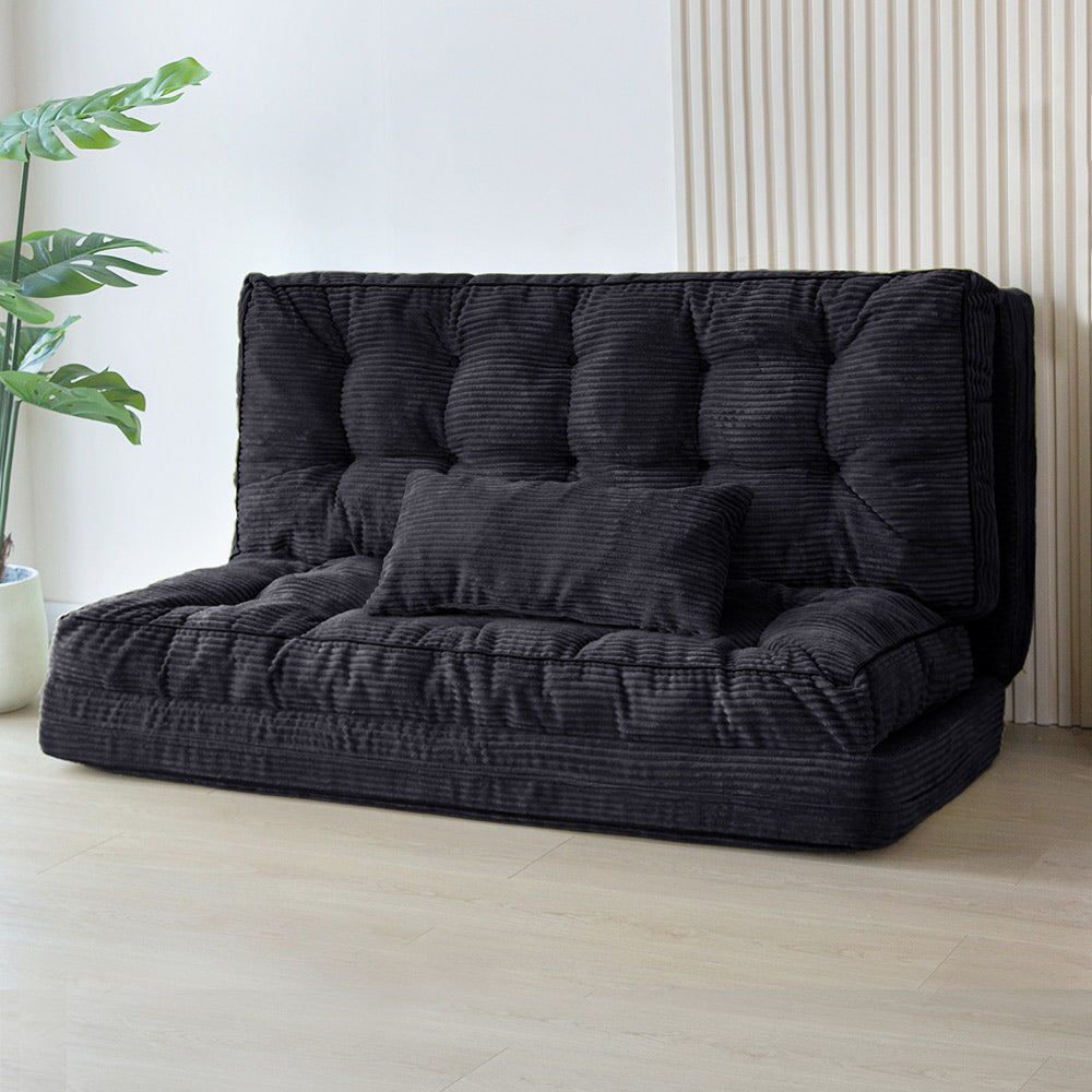 MAXYOYO Tufted Bean Bag Sofa Bed - Foldable Floor Couch with Pillows in Green | Comfortable Lounge Chair for Living Room, Bedroom & Game Room