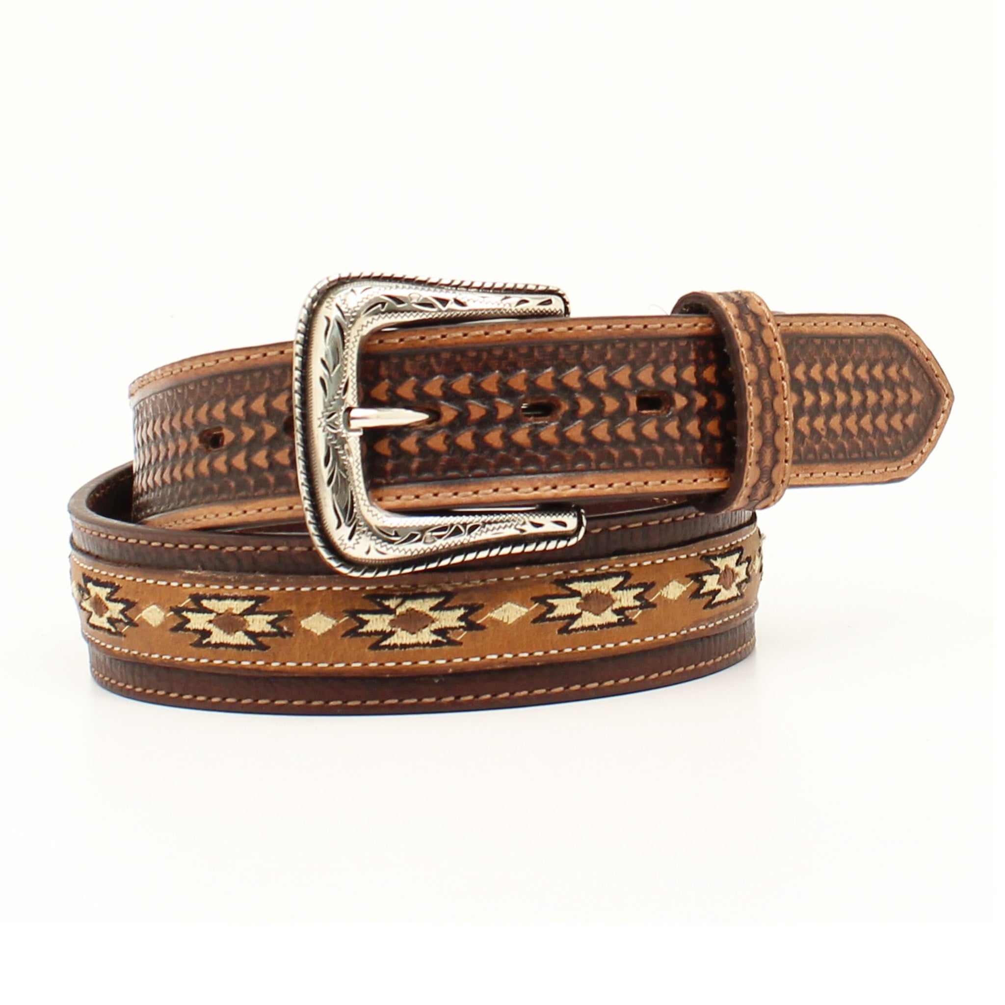 Ariat Men's Southwest Embroidered Western Belt - Genuine Leather Cowboy Belt for Rodeo, Ranch & Casual Wear | Durable Fashion Accessory for Country Style Outfits