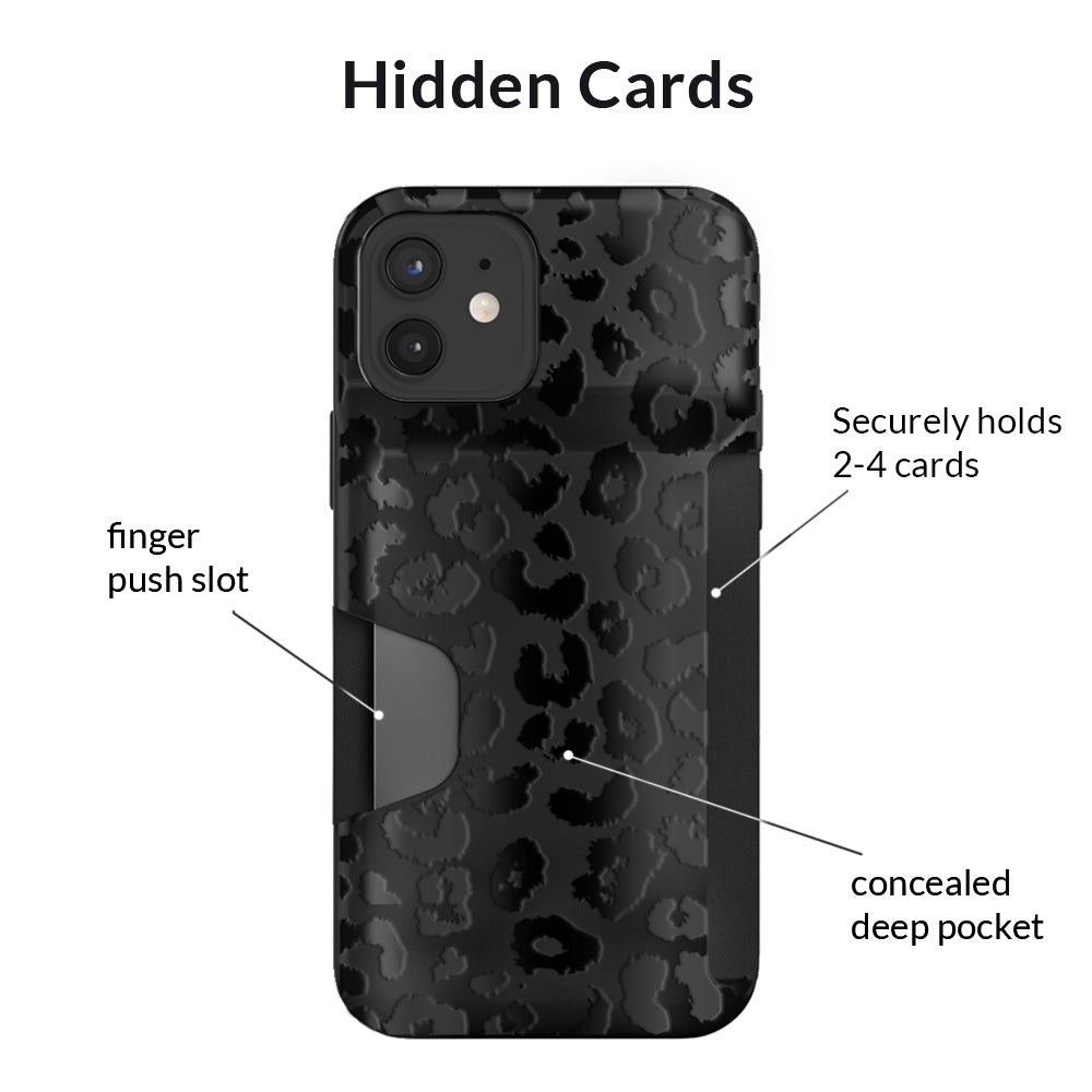 Black Leopard iPhone Wallet Case - Slim Protective Cover with Card Holder for iPhone 13/14/15 - Perfect for Travel, Shopping & Everyday Use