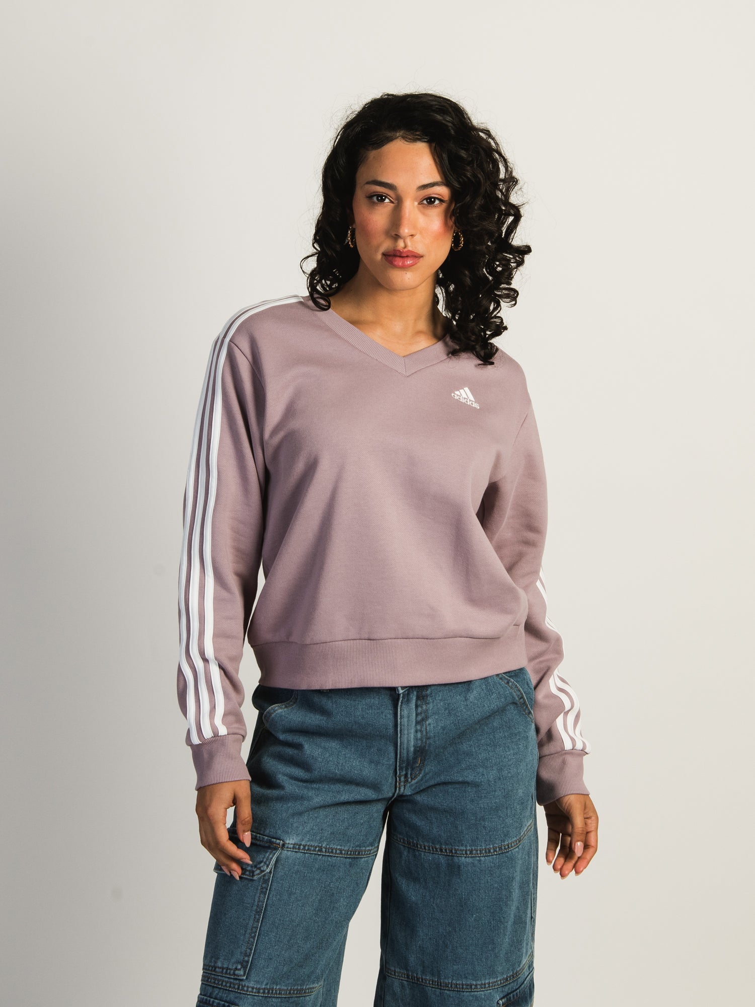 Adidas Essential 3 Stripe V-Neck Sweater for Men - Comfortable Casual Pullover for Everyday Wear, Gym, and Outdoor Activities
