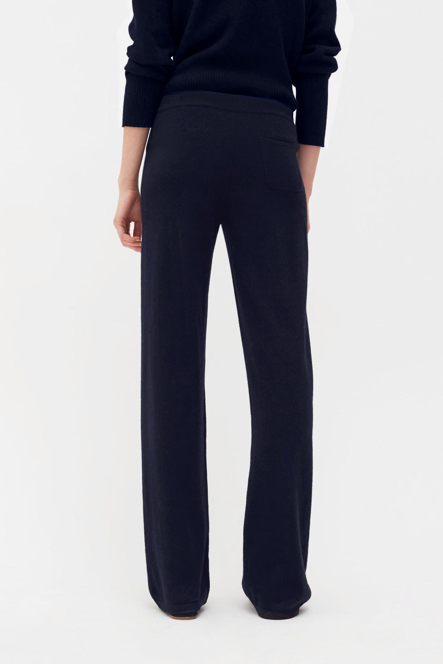 Luxury Navy Pure Cashmere Wide Leg Pants for Women - Soft High-Waisted Comfortable Lounge Pants - Perfect for Yoga, Travel & Winter Relaxation