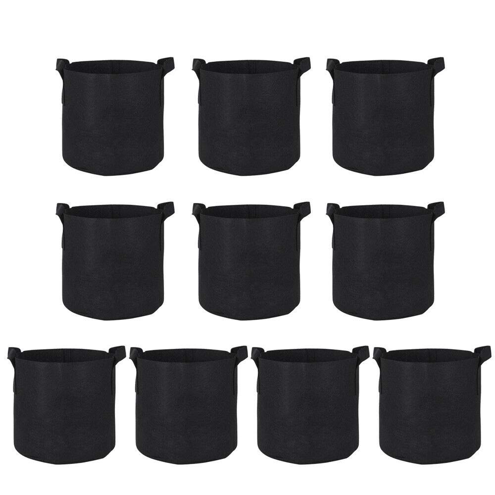 10 Pack 5 Gallon Fabric Grow Bags - Breathable Aeration Plant Pots for Vegetables, Fruits, Flowers - Durable & Reusable Garden Containers - Ideal for Indoor/Outdoor Planting, Hydroponics & Urban Gardening