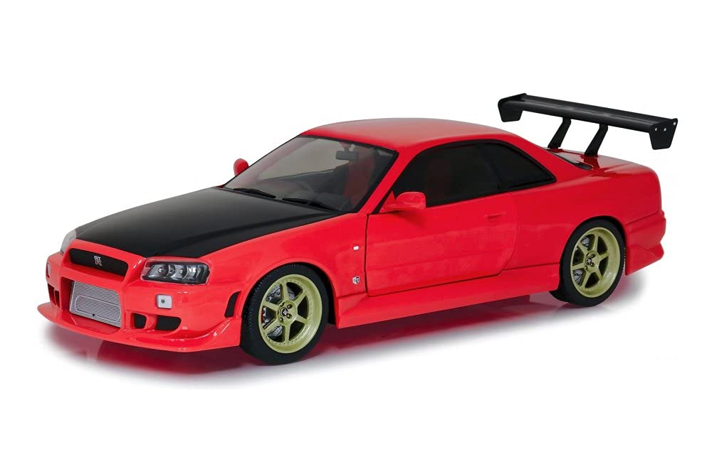 1999 Nissan Skyline GT-R R34 Red & Black Diecast Model Car - 1/18 Scale Collectible Toy by Greenlight (19052) - Perfect for Car Enthusiasts, Display Collections & Gift Giving