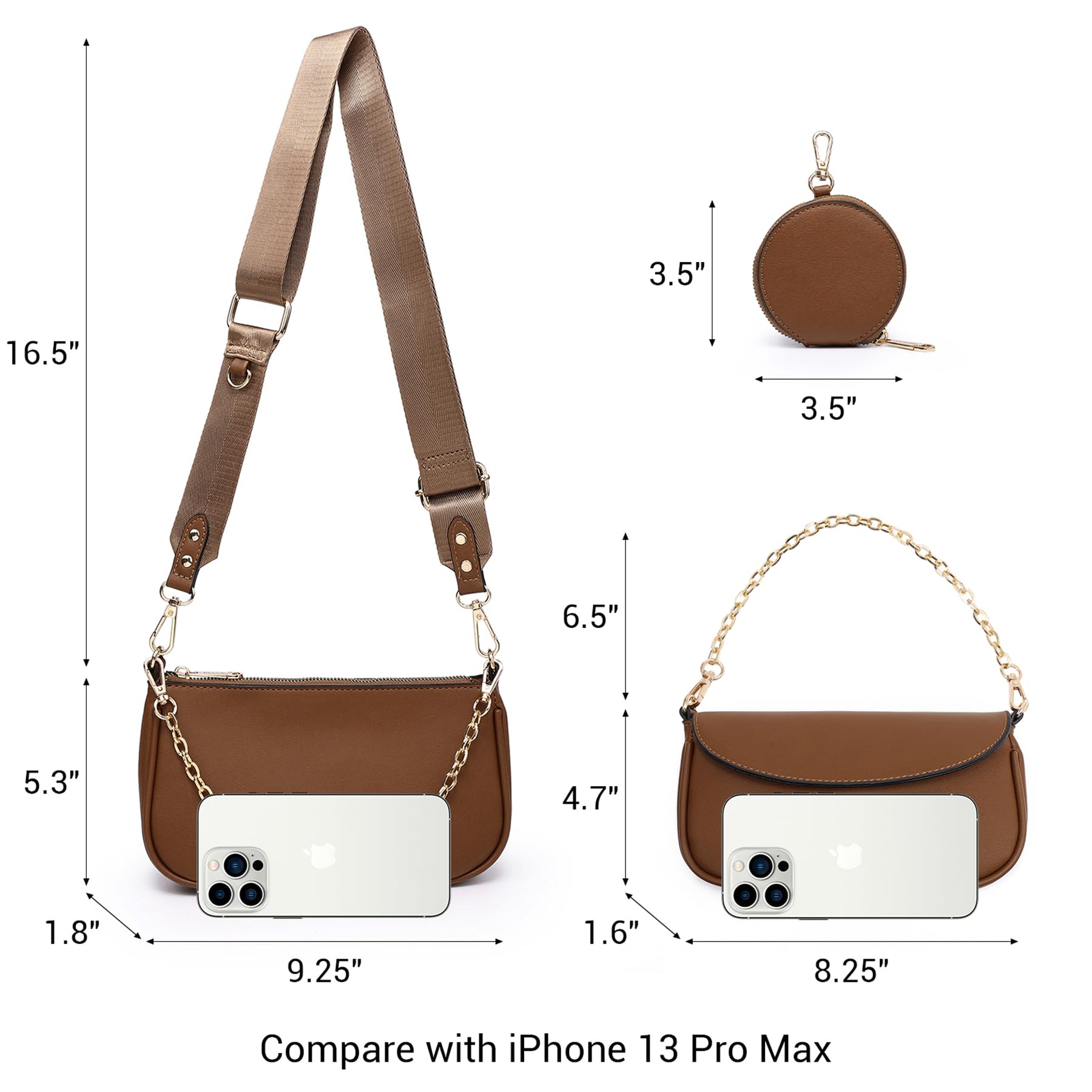 Stylish Women's Crossbody Bag Set - 3 Pcs PU Leather Shoulder Handbag with Coin Purse | Fashionable Multi-Pocket Purse for Daily Use, Travel & Shopping