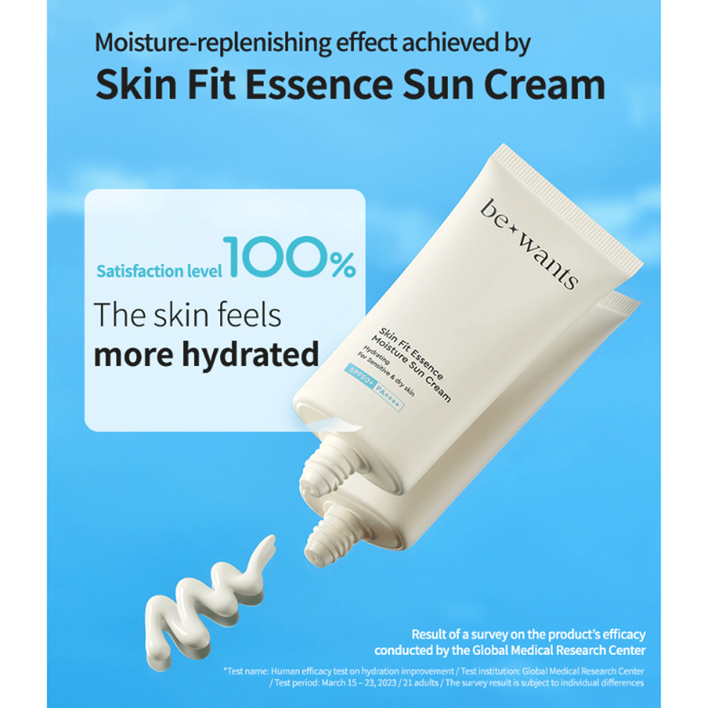 Bewants Skin Fit Essence Moisture Sun Cream SPF 50ml - Hydrating Facial Sunscreen for Daily UV Protection - Perfect for Outdoor Activities & Travel