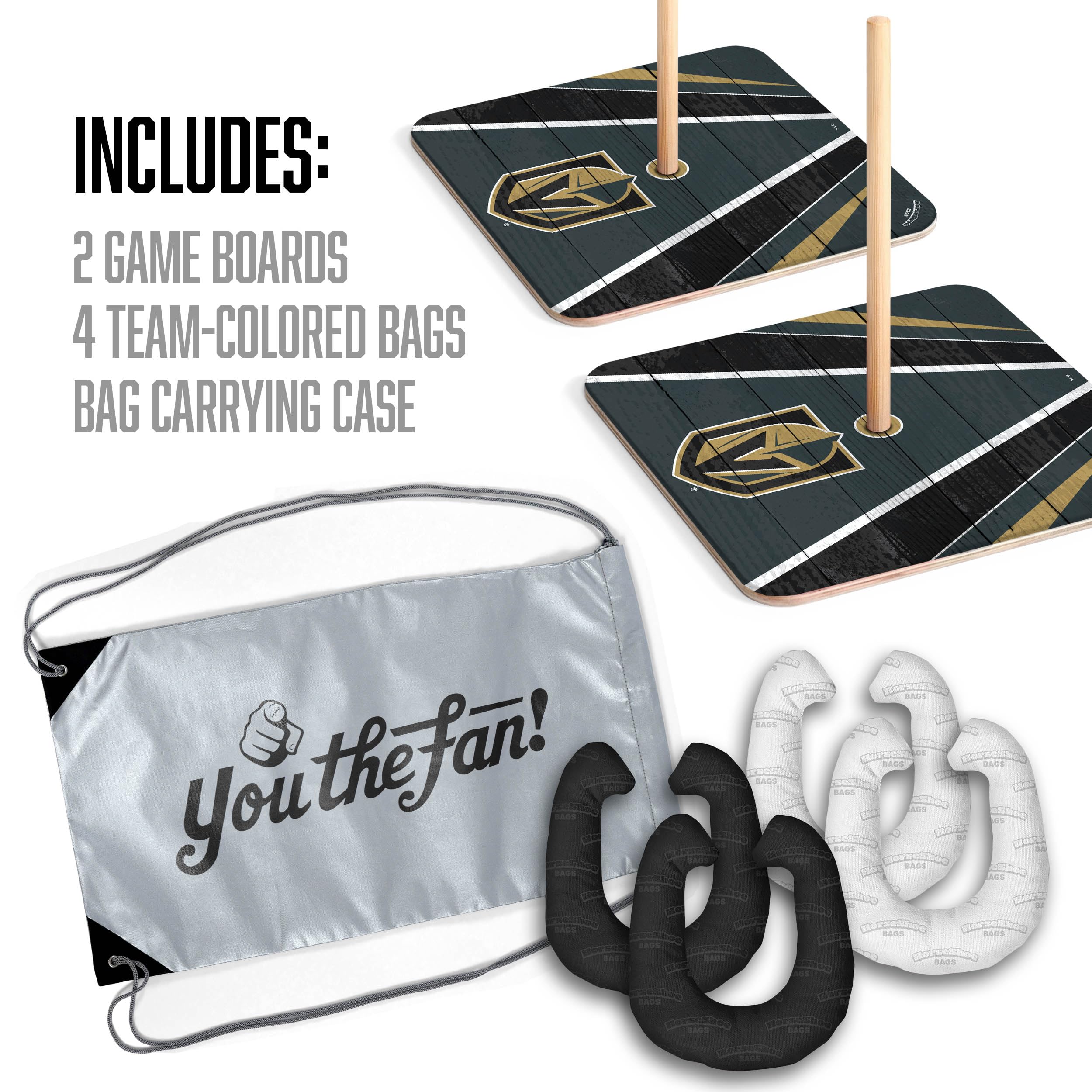 YouTheFan NHL Vegas Golden Knights Horseshoe Bags - Officially Licensed Hockey Team Duffel for Travel, Gym & Sports Gear Storage - Perfect for Fans, Players & Coaches
