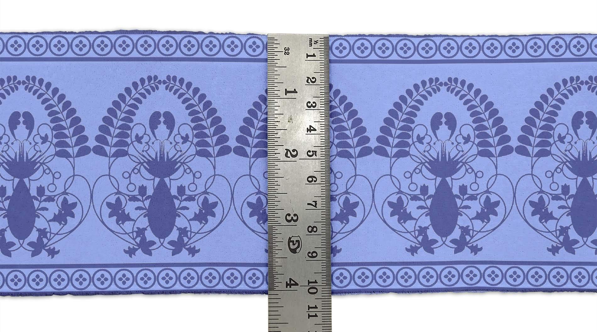 Blue Leaves & Floral Printed Dupion Fabric Ribbon Trim - 9 Yards, 3 Inches Wide for DIY Crafts, Sewing Projects, Dressmaking & Home Decor Accessories | IndianBeautifulArt IBA