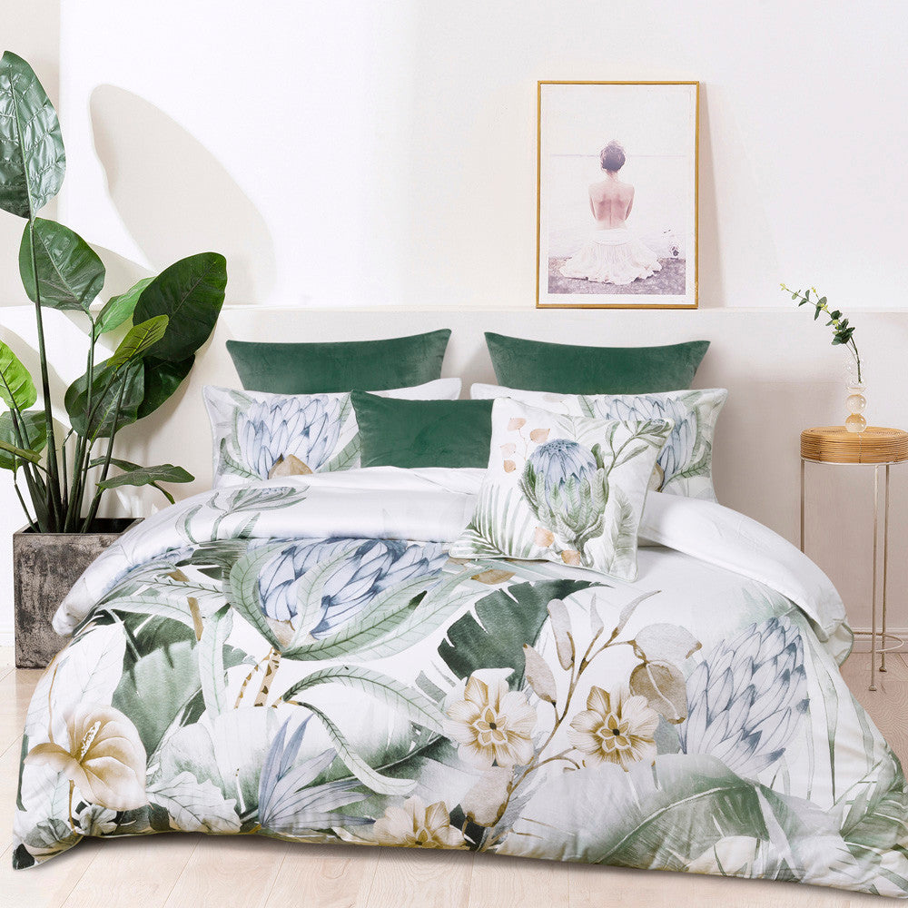 Evergreen Sage Quilt Cover Set - 100% Cotton Double Bed Duvet Cover Set with Zipper Closure | Soft & Breathable Bedding for Cozy Sleep | Perfect for Master Bedroom, Guest Room & Dorm Decor