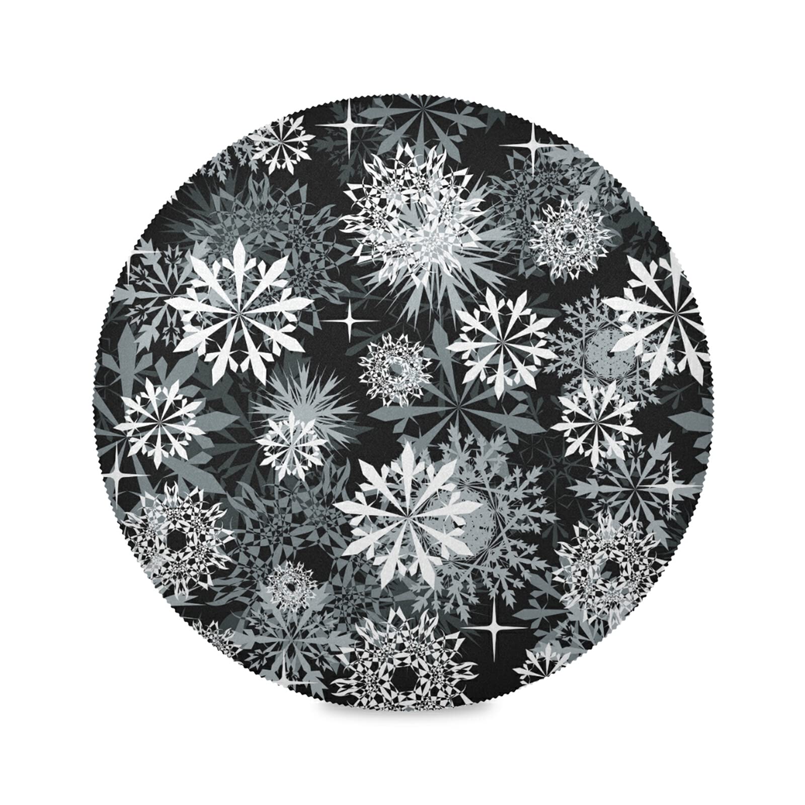 6PCS Christmas White Snowflake Round Placemats Set - 15.4