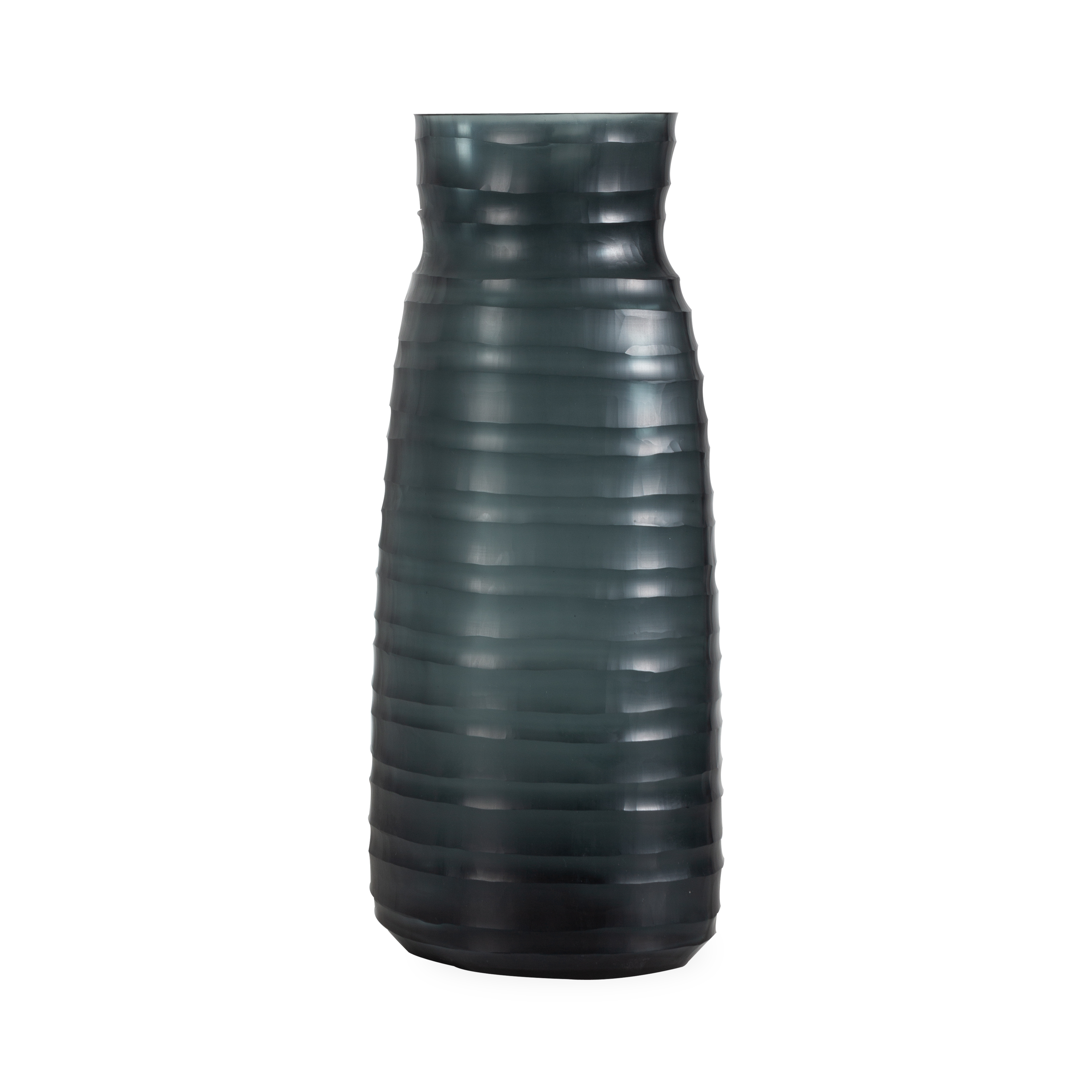 Elegant Ridge Glass Vase for Home Decor - Modern Flower Vase for Centerpieces, Wedding Decorations & Living Room Accents