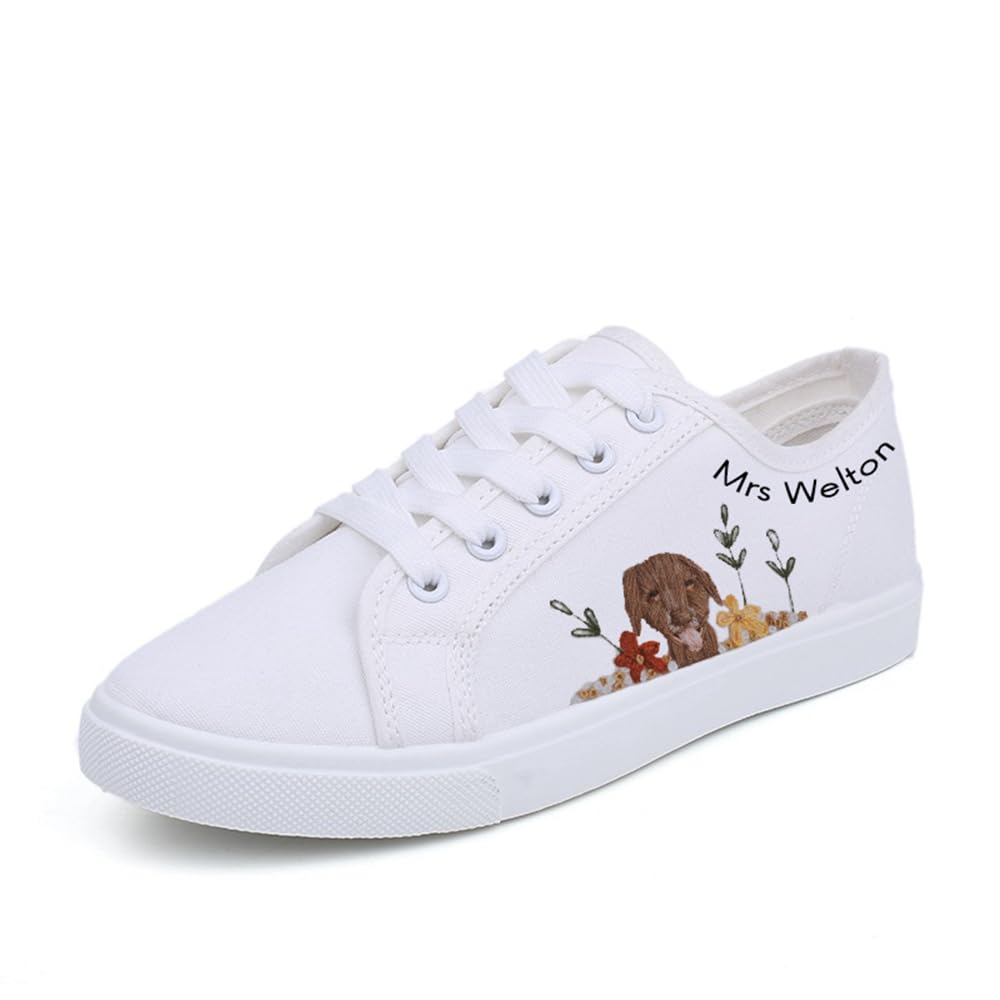 Custom Embroidered Pet Wedding Sneakers for Dogs & Cats | Personalized Bridal Shoes for Women US Size 9 | Handmade Wedding Sneakers for Pets | Perfect for Pet-Inclusive Weddings & Photo Shoots