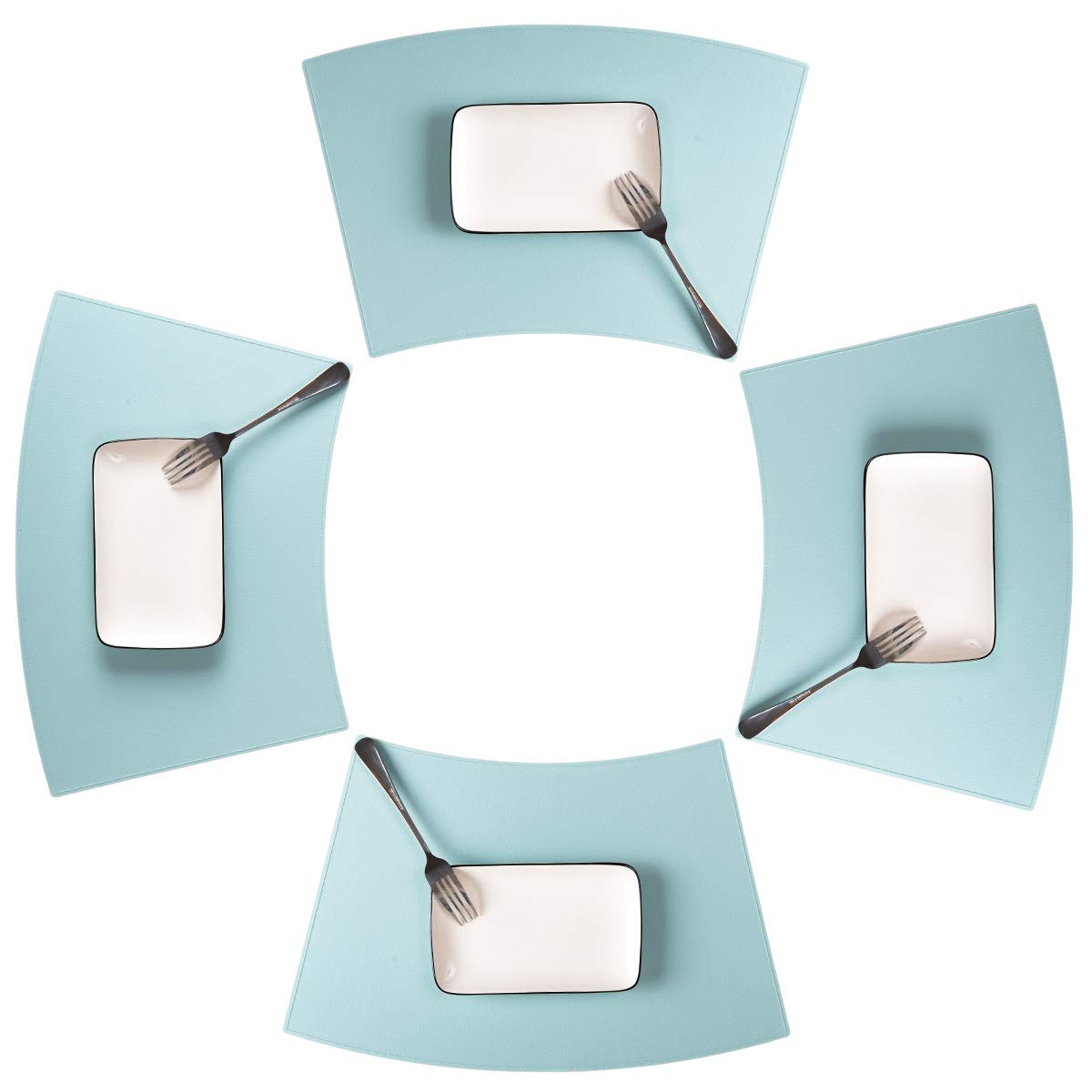 IYYI 4-Pack Round Silicone Placemats - Heat Resistant, Waterproof, Non-Slip Kitchen Table Mats for Dining & Home Decor (Light Blue Wedge Design) - Perfect for Everyday Meals, Parties & Holiday Gatherings