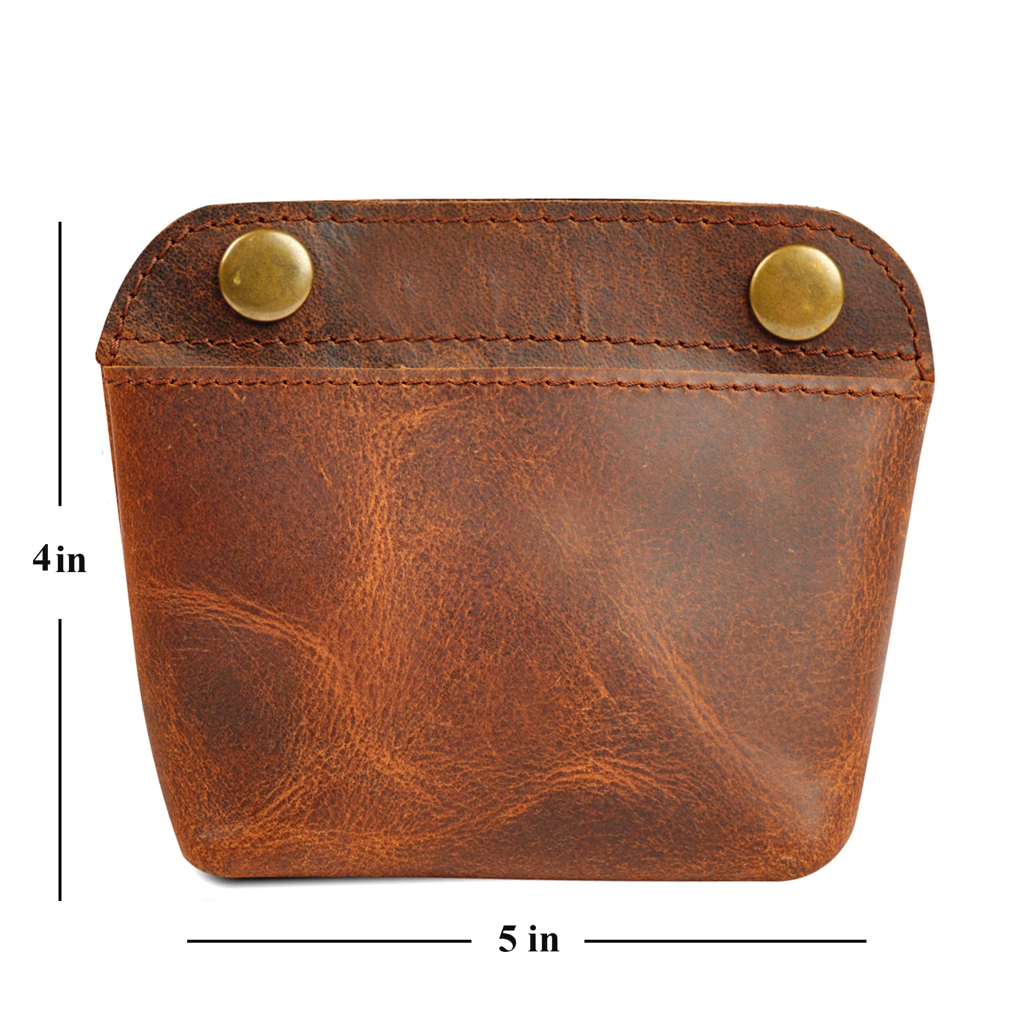 Handmade Leather Double Snap Pouch - Minimalist Coin Purse, Cash & Card Holder, Makeup Bag & Travel Organizer | Durable Leather Clasp Wallet for Women & Men | Perfect for Everyday Use, Travel Accessories & Cable Storage