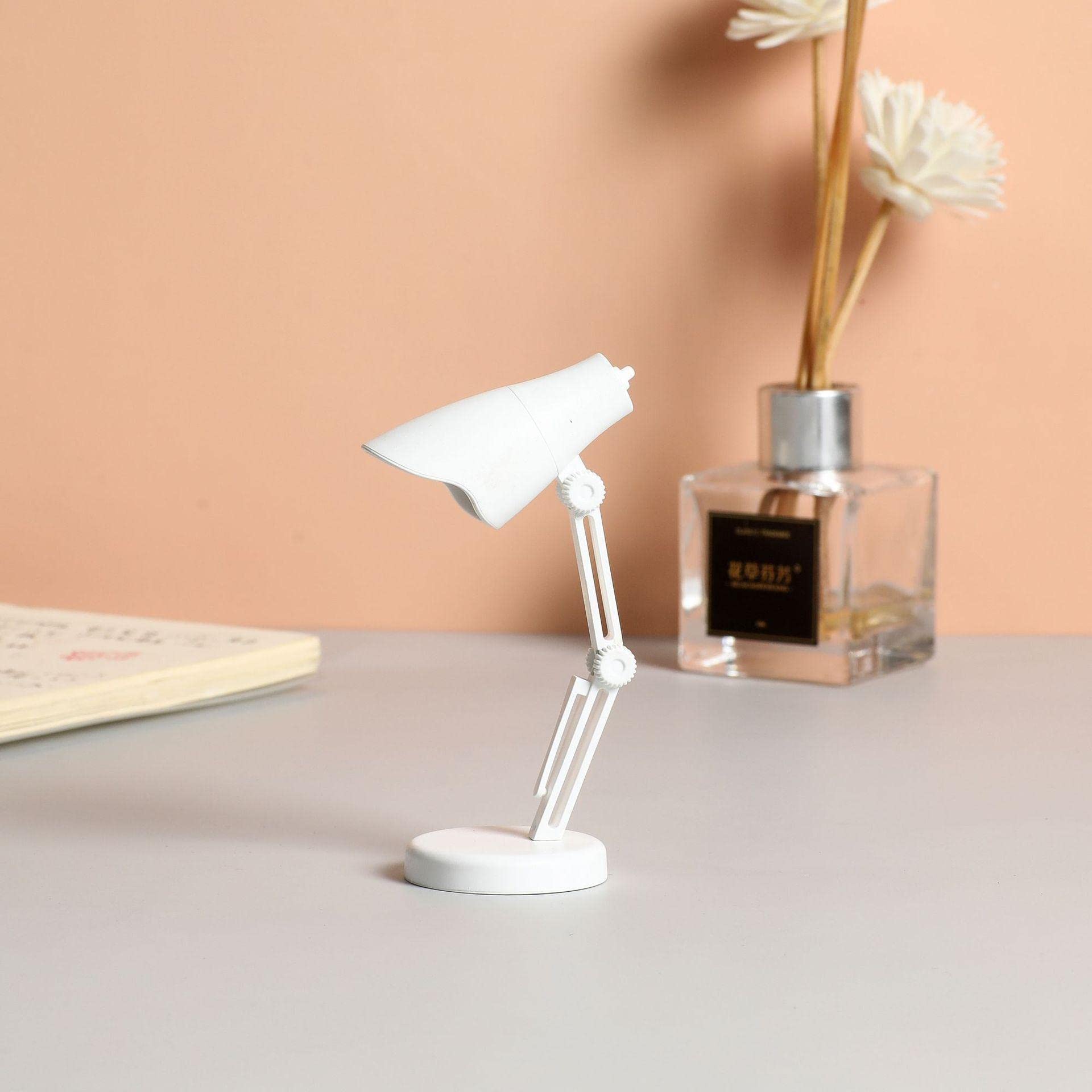 Luckymeet Mini LED Desk Lamp - Portable Folding Night Light with Magnetic Base, Eye Protection & Heating Function, Clip-On Design for Reading & Study (White, LD01) - Perfect for Home Office, Dorm Room & Nighttime Use
