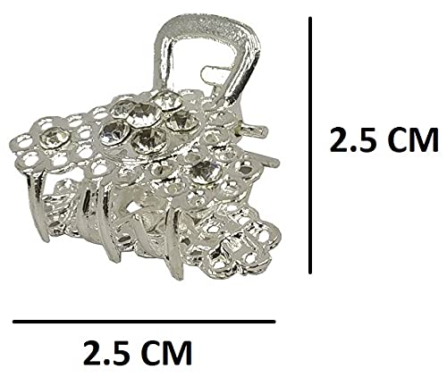 12-Piece Mini Silver Metal Diamond/Nugget Hair Clips Set - Trendy Lightweight Hair Claws & Clutchers for Women & Girls (Perfect for School, Parties & Daily Styling)