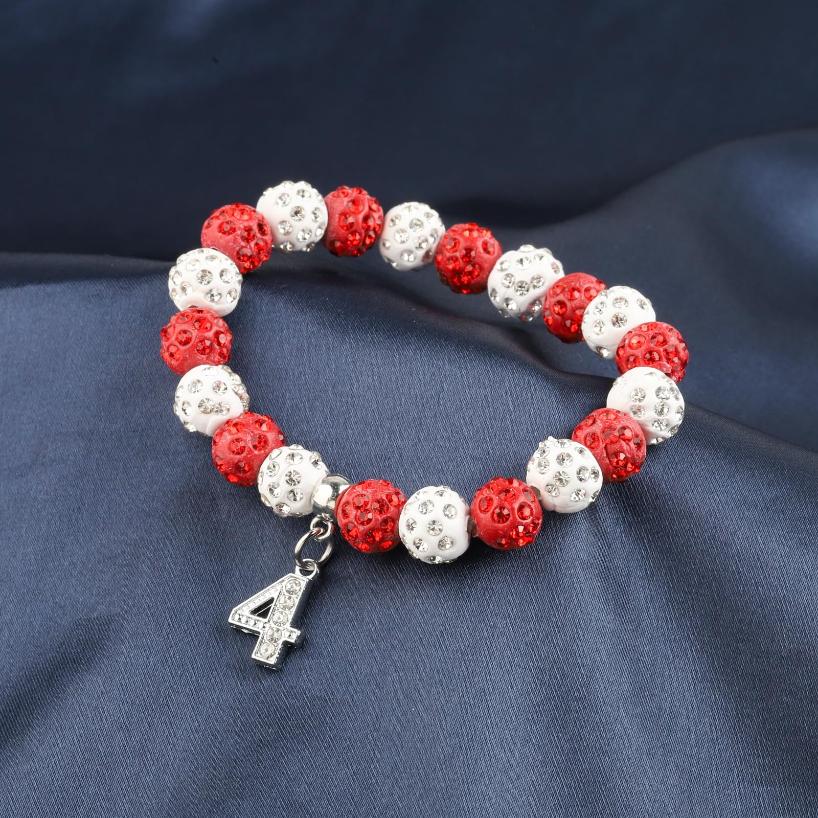 Red Sorority Beaded Bracelet with Rhinestone Numbers - Graduation Gift for Women - Perfect for Sorority Sisters, College Graduation Parties & Greek Life Events