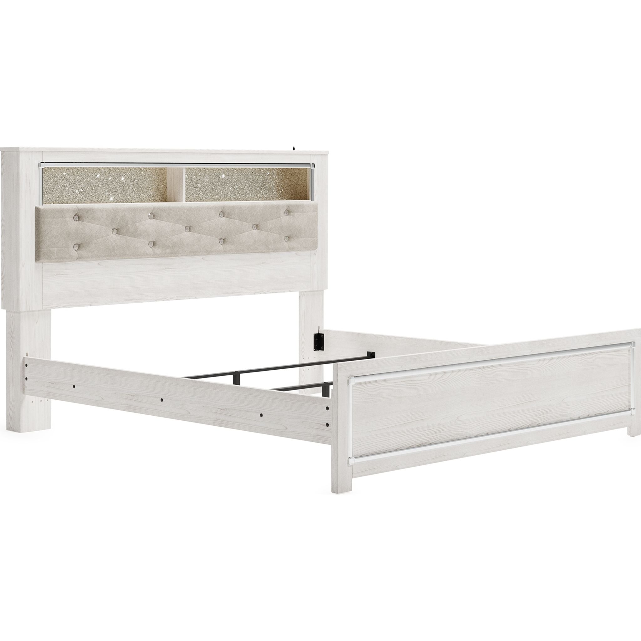 Altyra White Bookcase Bed with Storage - Modern Space-Saving Bed Frame for Small Apartments & Dorm Rooms