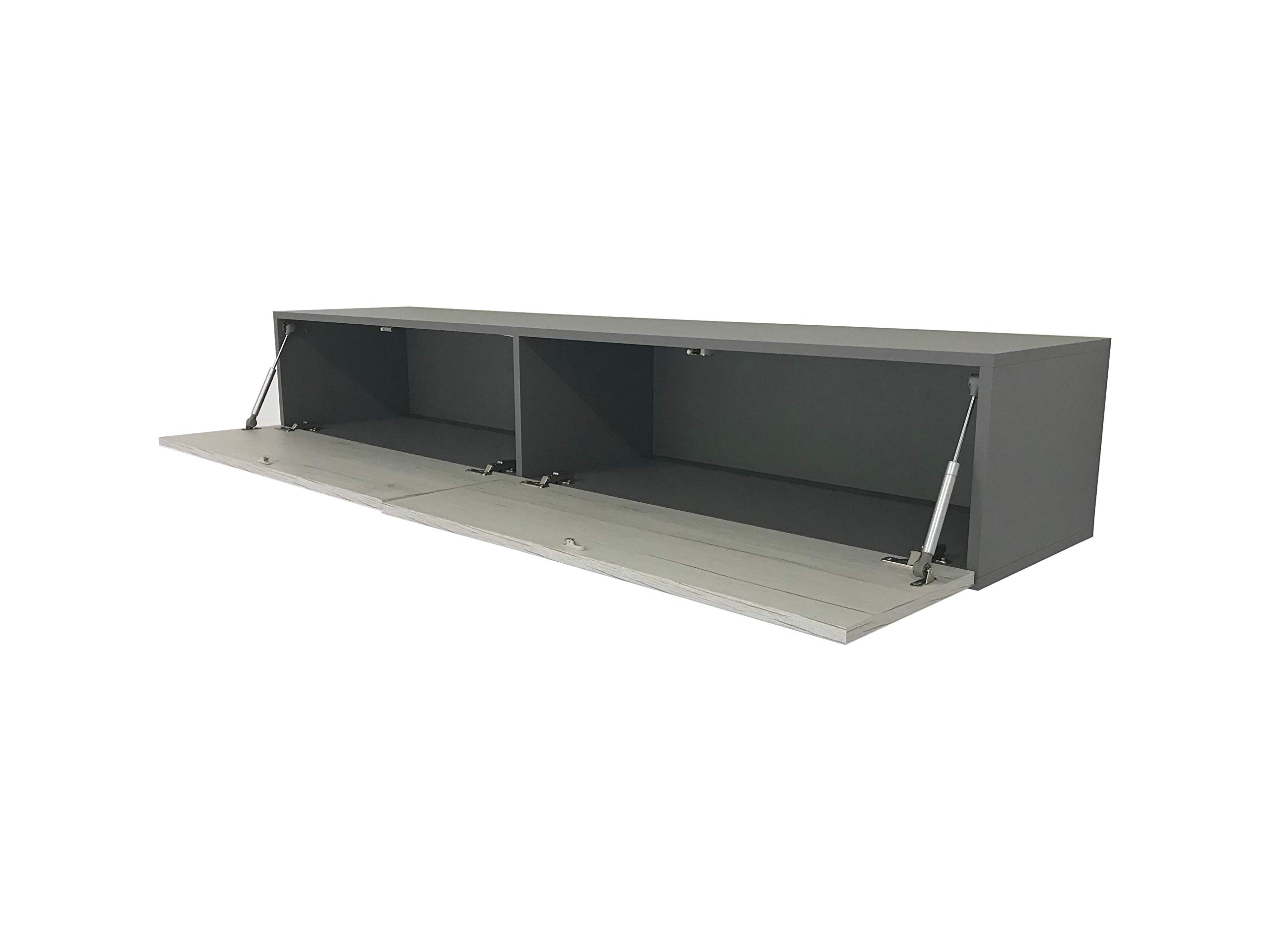 VIGO High Gloss TV Stand for Living Room - Modern Entertainment Center with Storage (Slate Grey/White Monaco) - Perfect for Flat Screen TVs, Gaming Consoles & Home Theater Setup