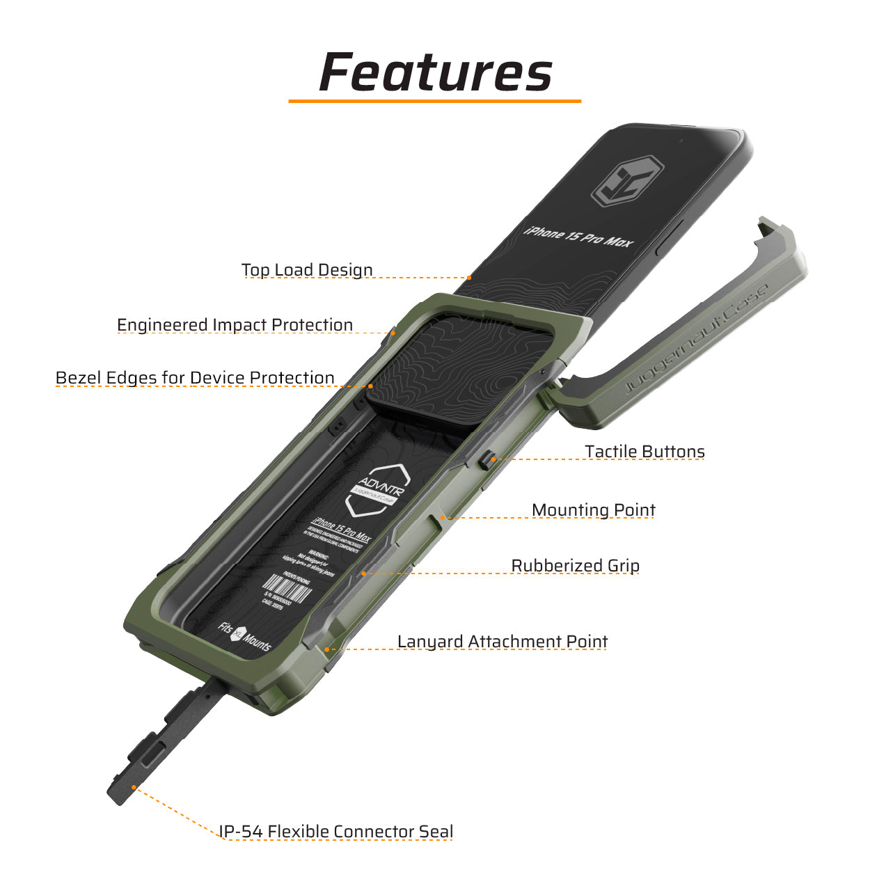 iPhone 15 Pro Max ADVNTR Rugged Protective Case - Shockproof & Scratch Resistant | Premium USA Made | Multiple Color Options | Perfect for Outdoor Adventures, Travel & Daily Use