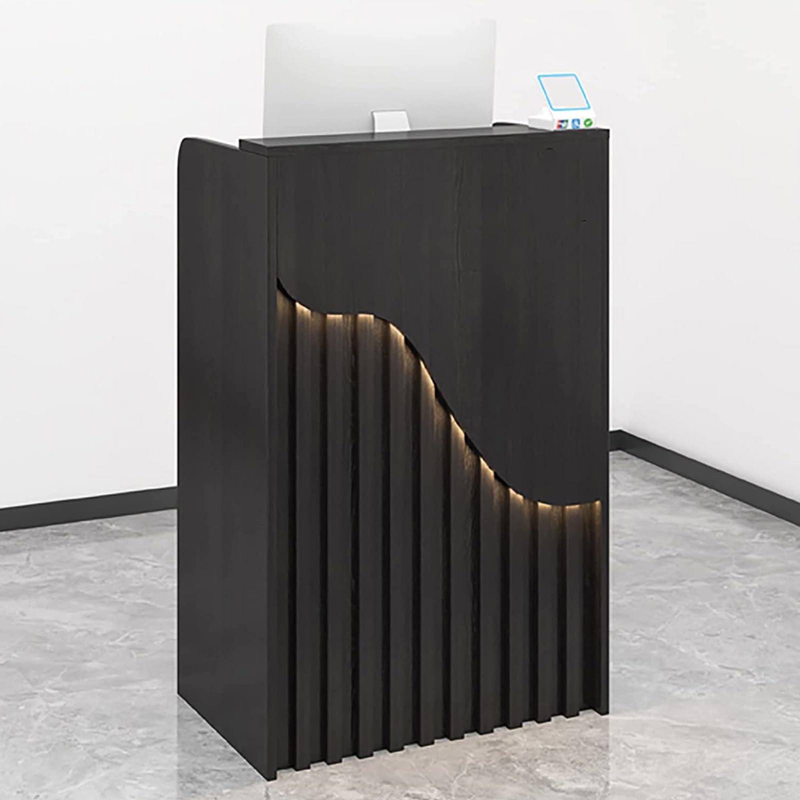 Modern Minimalist Reception Desk - Compact Cashier Counter & Checkout Table for Small Business, Office, or Retail Store - Durable Front Desk with Storage Space - Perfect for Lobby, Hotel, Clinic, or Boutique Reception Area