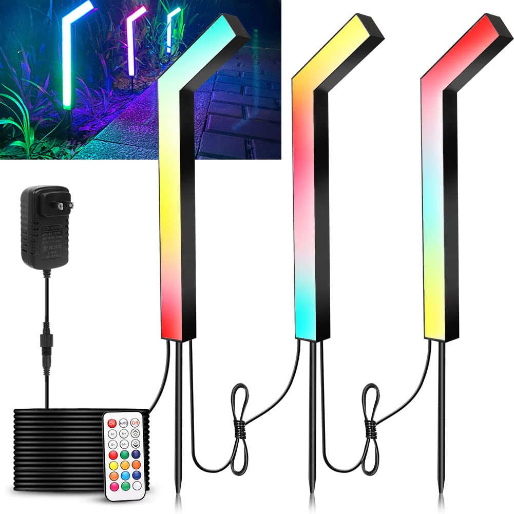 Halloween RGBIC Landscape Pathway Lights - Color Changing LED Path Lighting with Dream Color Effects, IP67 Waterproof for Lawn, Patio, Yard, Walkway, Driveway (3 Pack) - Perfect for Outdoor Halloween Decorations, Garden Parties, and Pathway Illumination