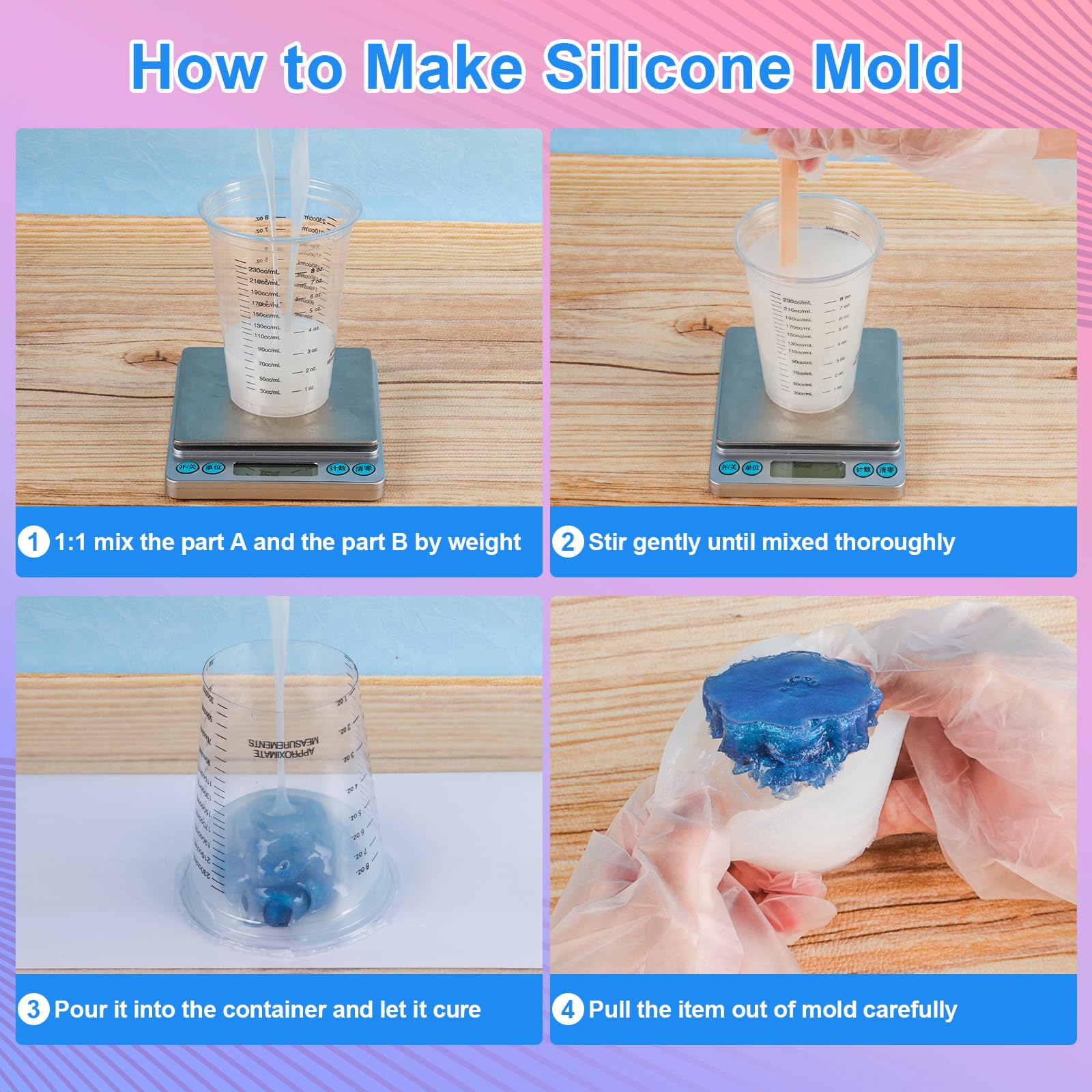 Premium Silicone Mold Making Kit - 38.8 oz Super Elastic Liquid Silicone Rubber for DIY Crafts, Resin Casting & Soap Making - Fast Curing Translucent Mold Maker - Perfect for Jewelry, Candles & Home Decor Projects