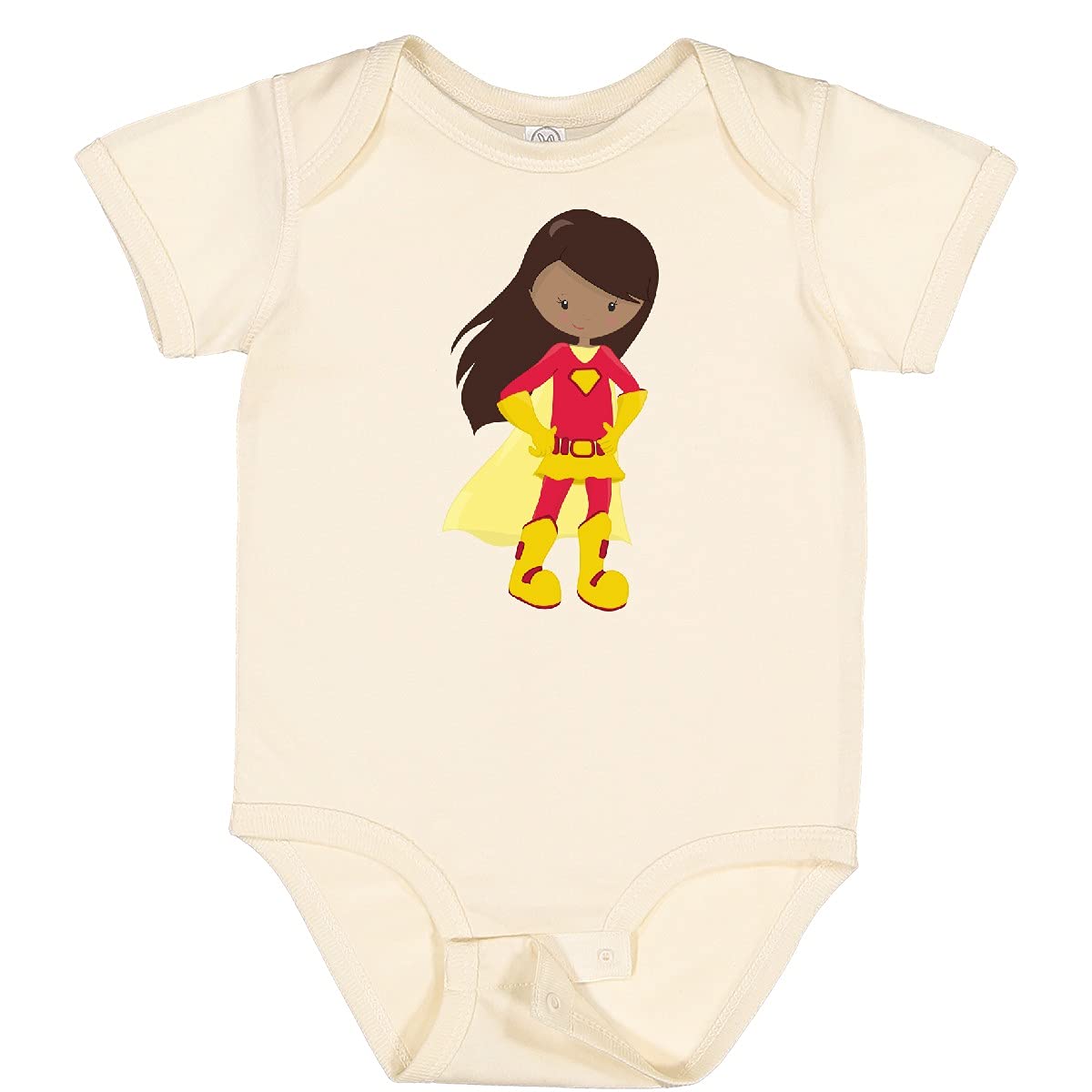 Inktastic African American Superhero Girl Red Costume Baby Bodysuit - Cute Infant Onesie for Cosplay, Birthday & Superhero-Themed Parties