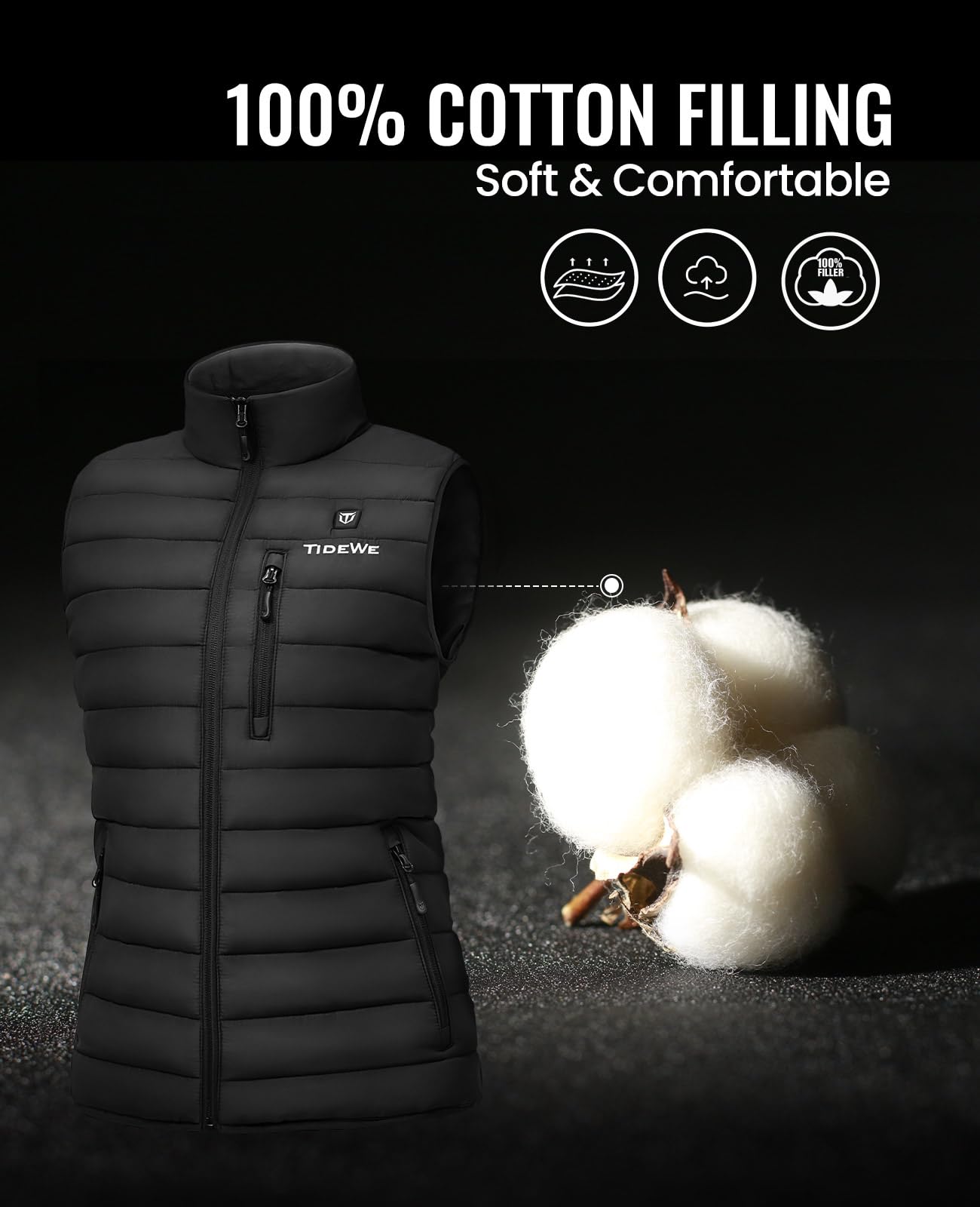 TIDEWE Women's Lightweight Heated Vest with Rechargeable Battery Pack - Winter Thermal Jacket for Hunting, Hiking & Outdoor Activities