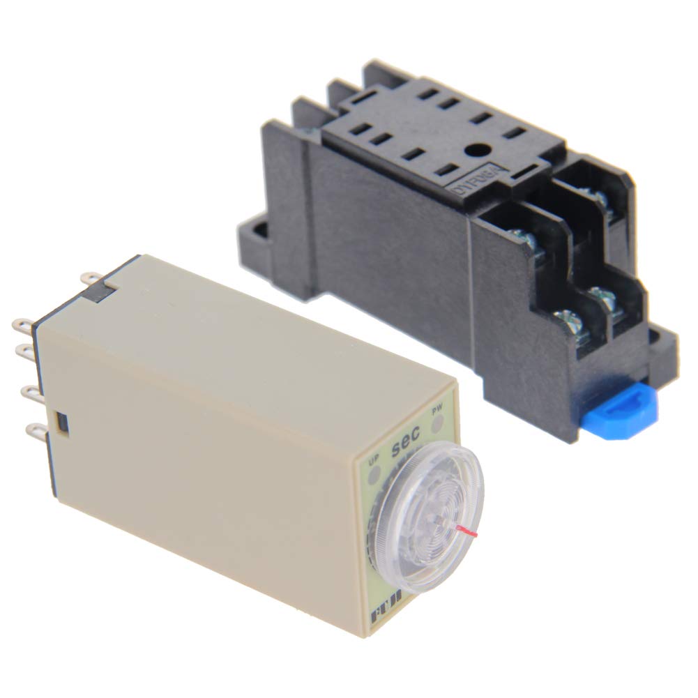 Fielect AC 110V H3Y-2 8-Pin Time Delay Relay Solid State Timer 0-10 Seconds with Socket - Perfect for Industrial Automation, HVAC Systems, and Electrical Control Panels