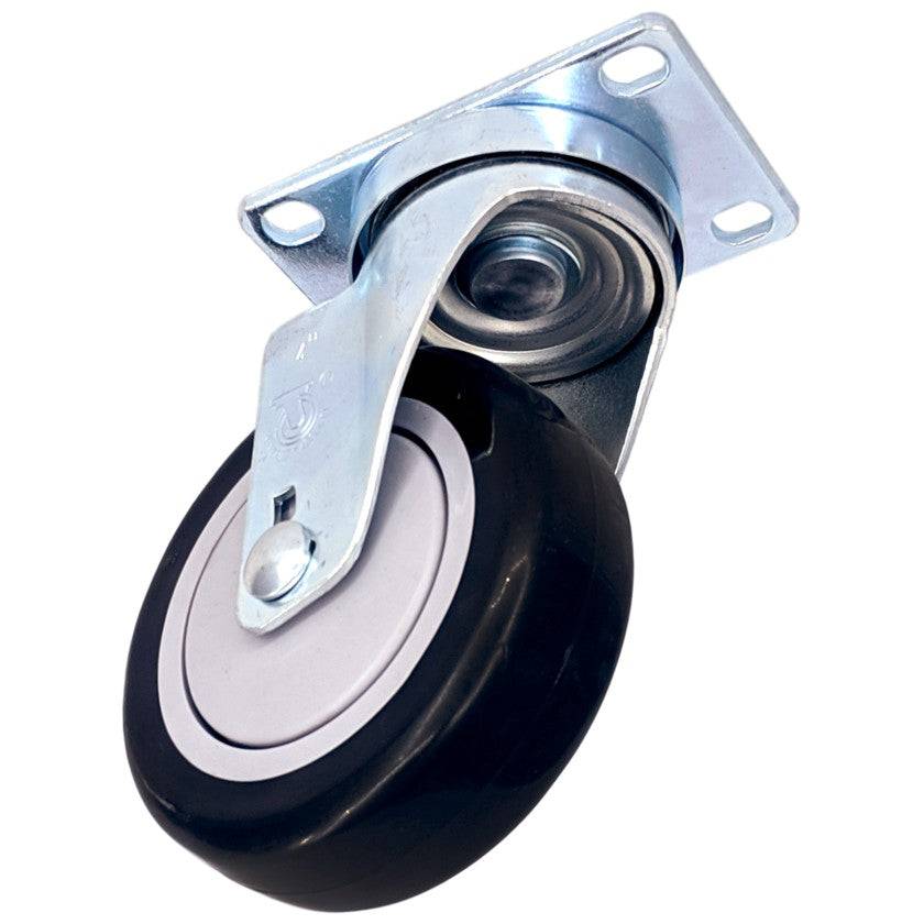 4 x 1-1/4 Inch Heavy Duty Polypropylene Swivel Casters - 350 lbs Capacity per Caster - Smooth Rolling Wheels for Carts, Furniture, and Industrial Equipment